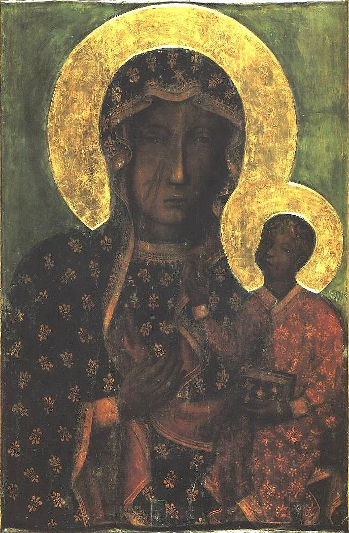 The Black Madonna of Częstochowa, Poland, with baby Jesus