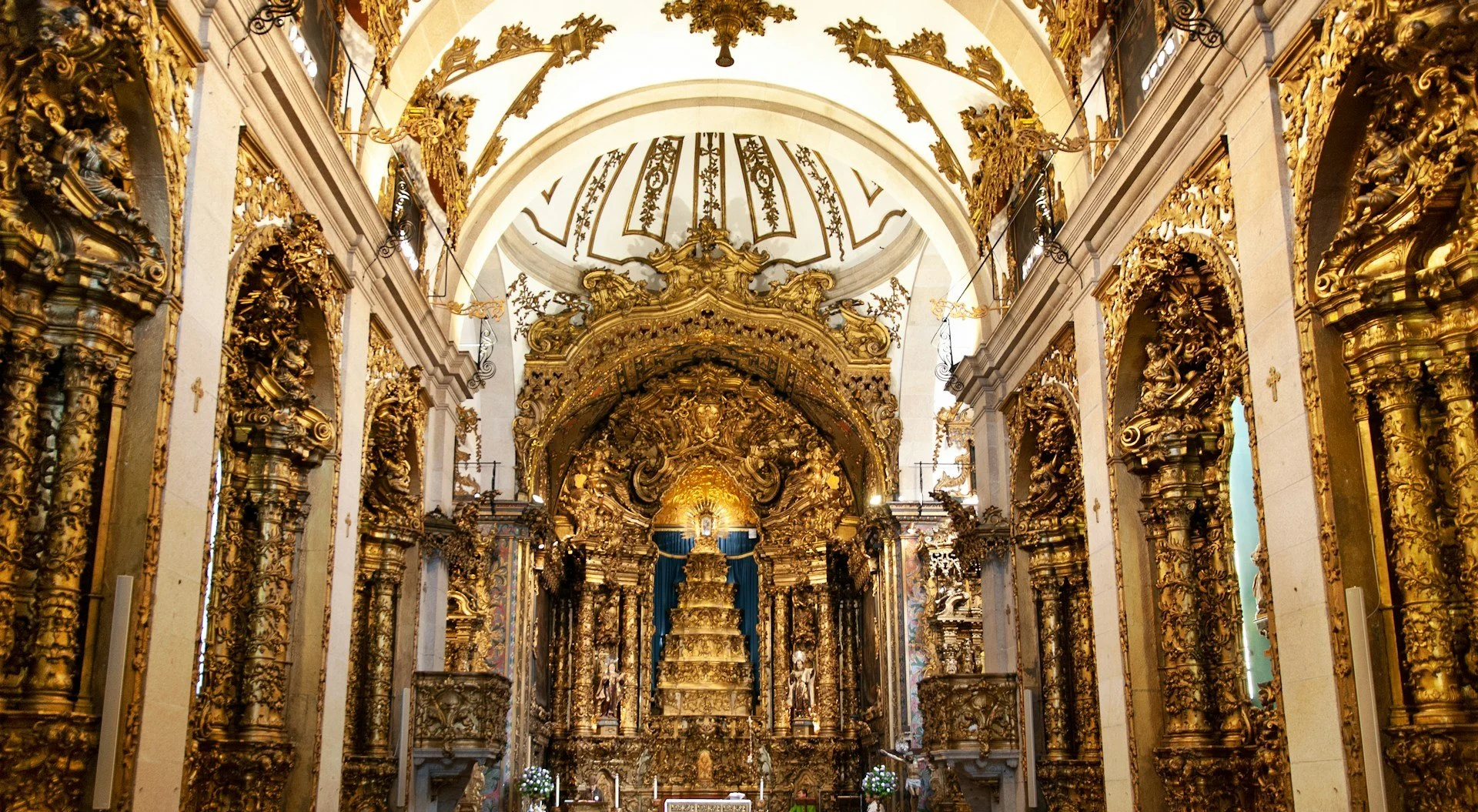 Gold-covered interior of a Baroque church