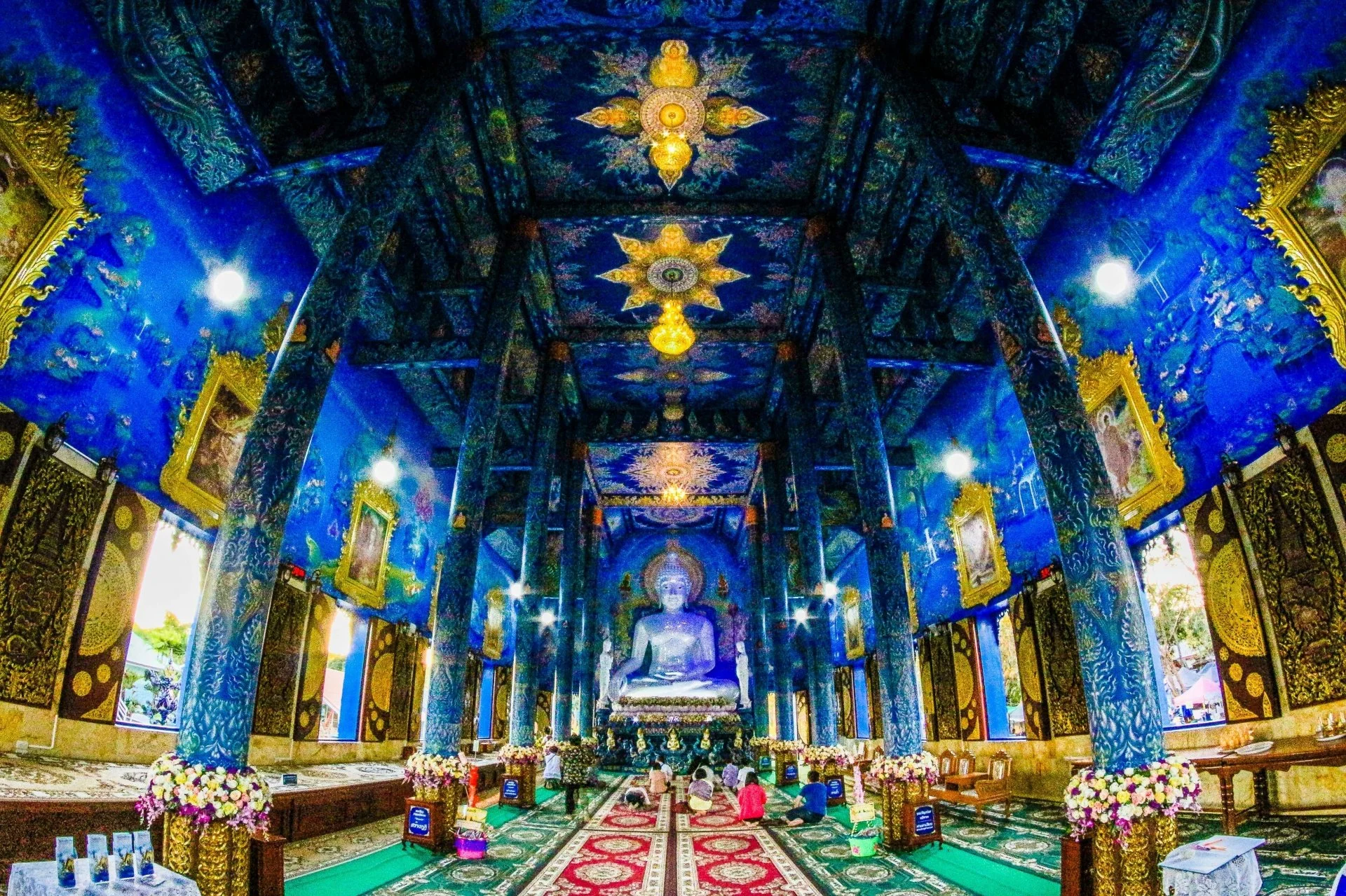 The interior of the Blue Temple in Chiang Rai, Thailand