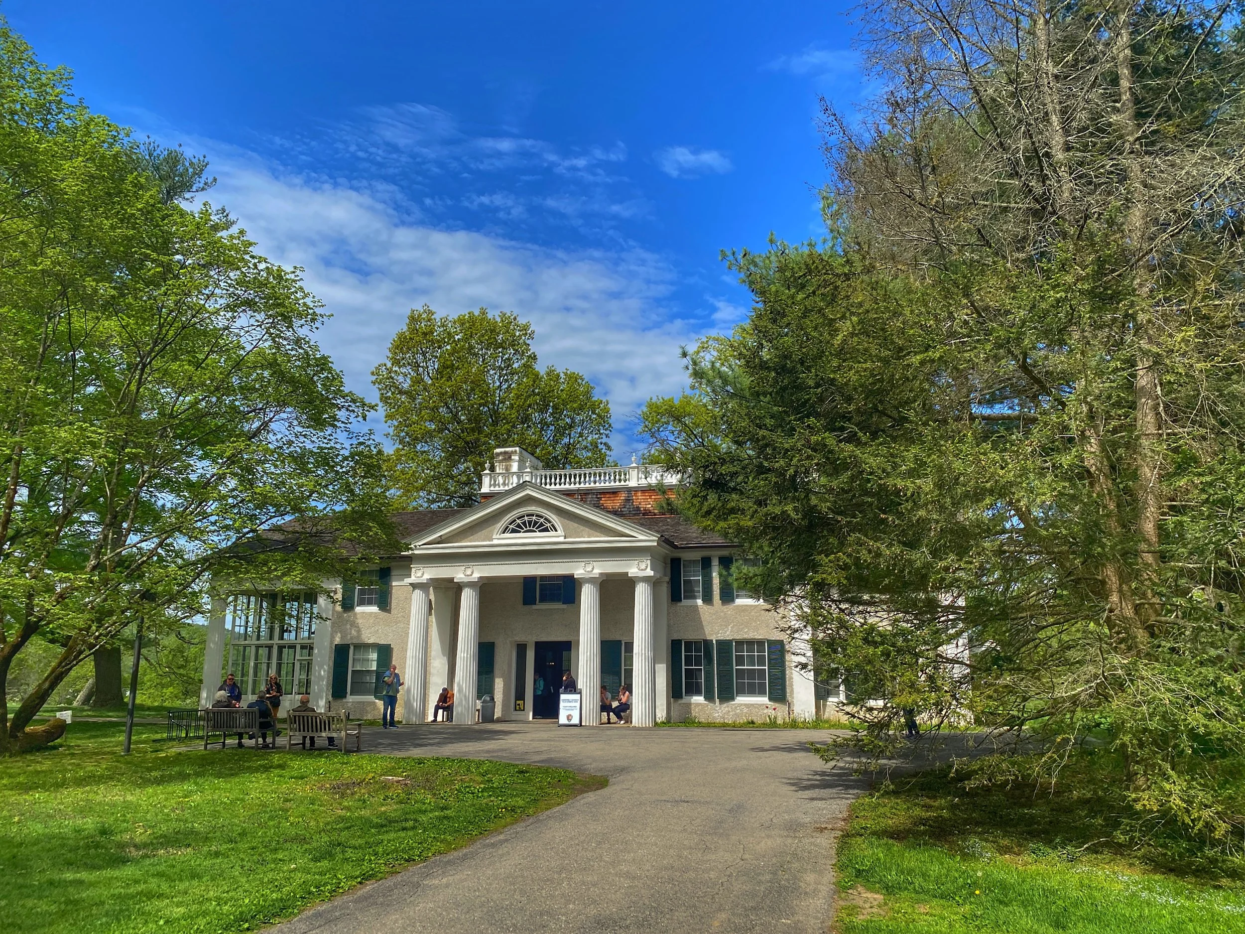 The front of the Pavilion / Visitors Center at the Vanderbilt Mansion