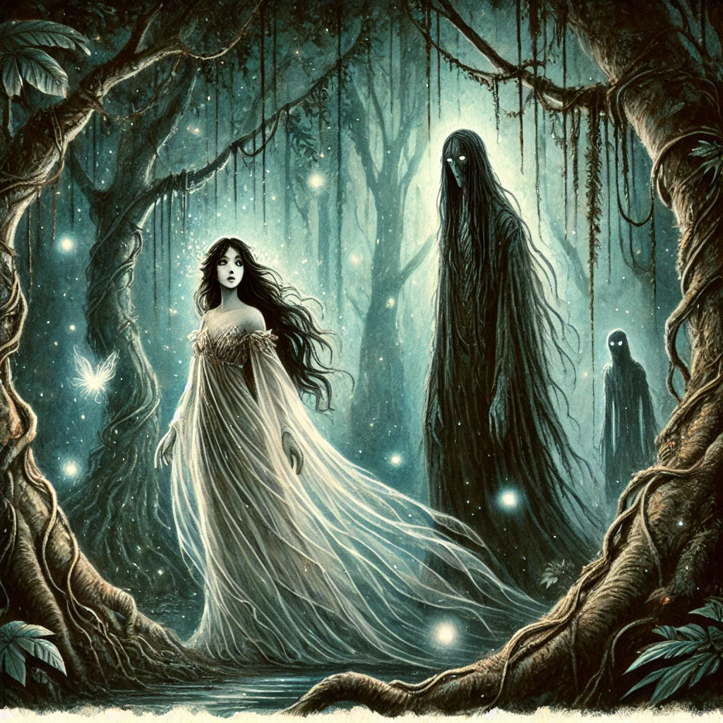 A diwata, a ghostly woman, and engkantos, a tall, thin, black, menacing spirit
