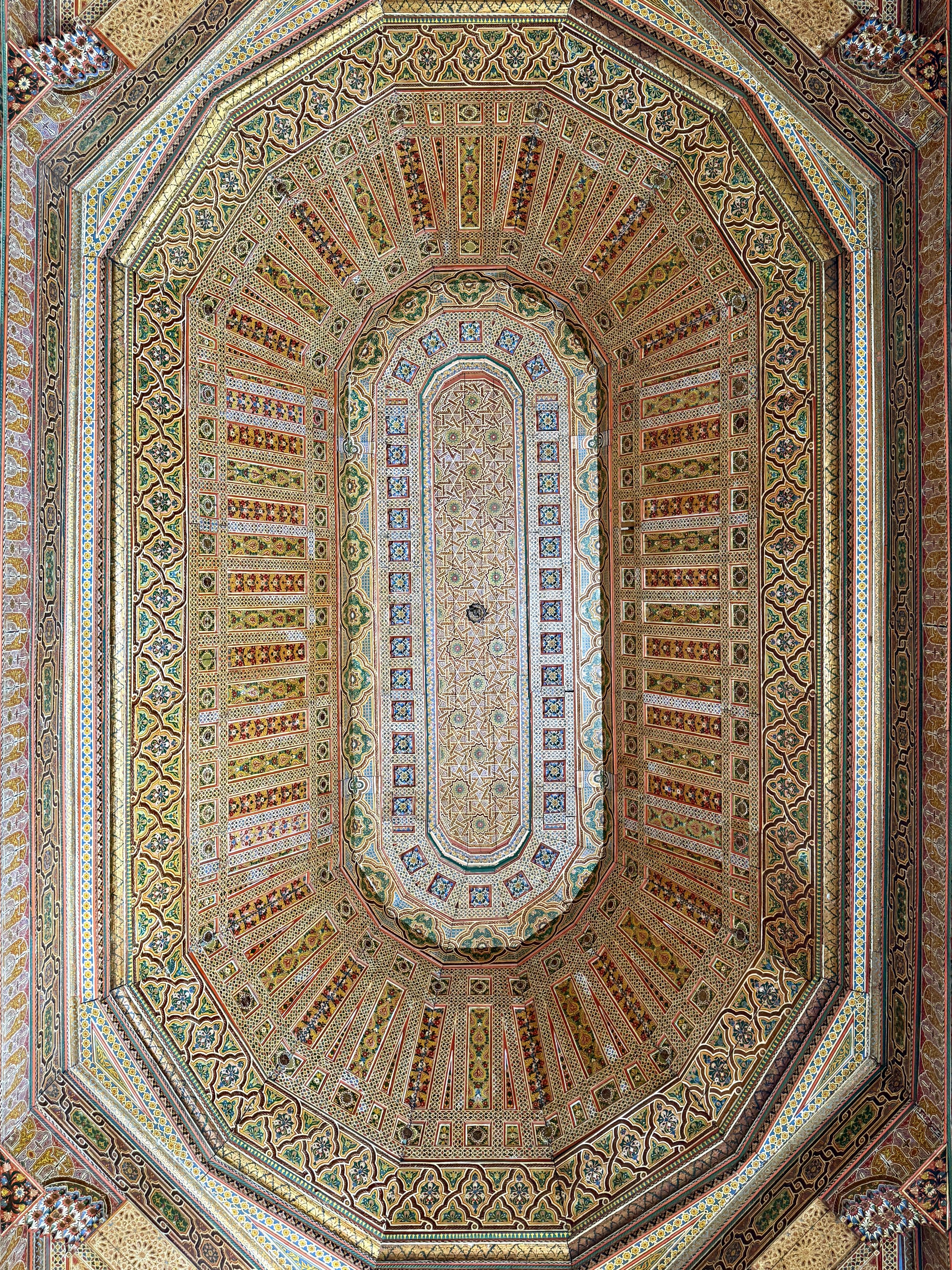 Coffered ceiling at Dar el Bacha, Marrakech, Morocco