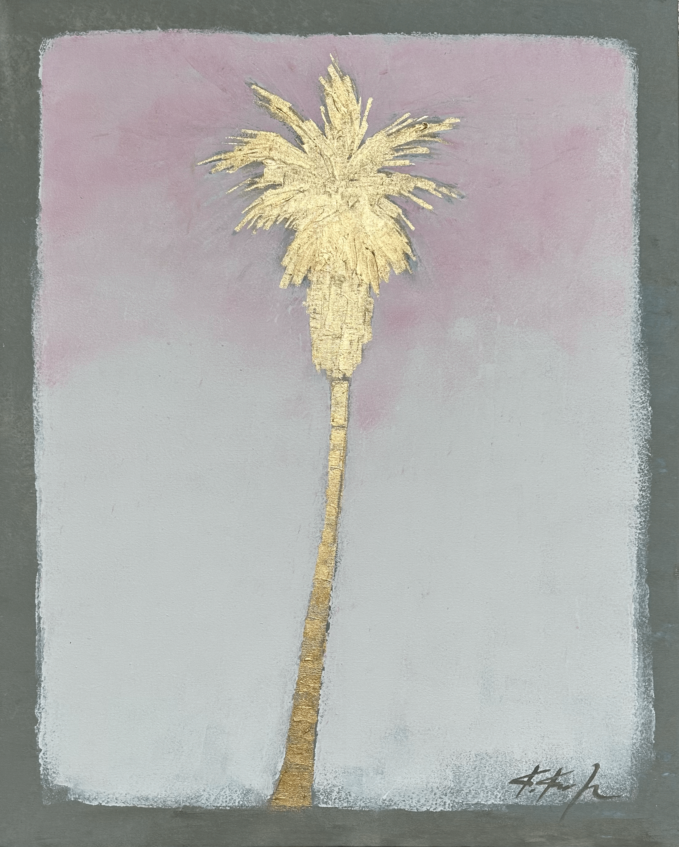 Linen Palm: Arrangement in Gold, Grey, and Pink