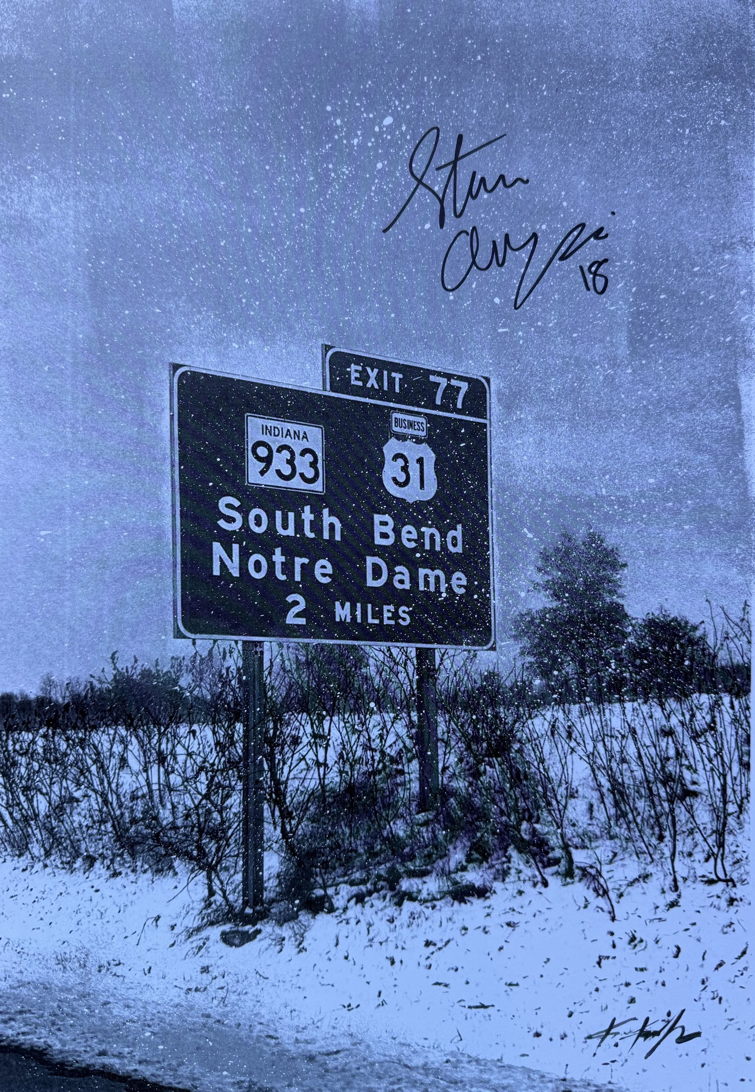 Exit 77 Notre Dame South Bend Signed by Steve Angeli