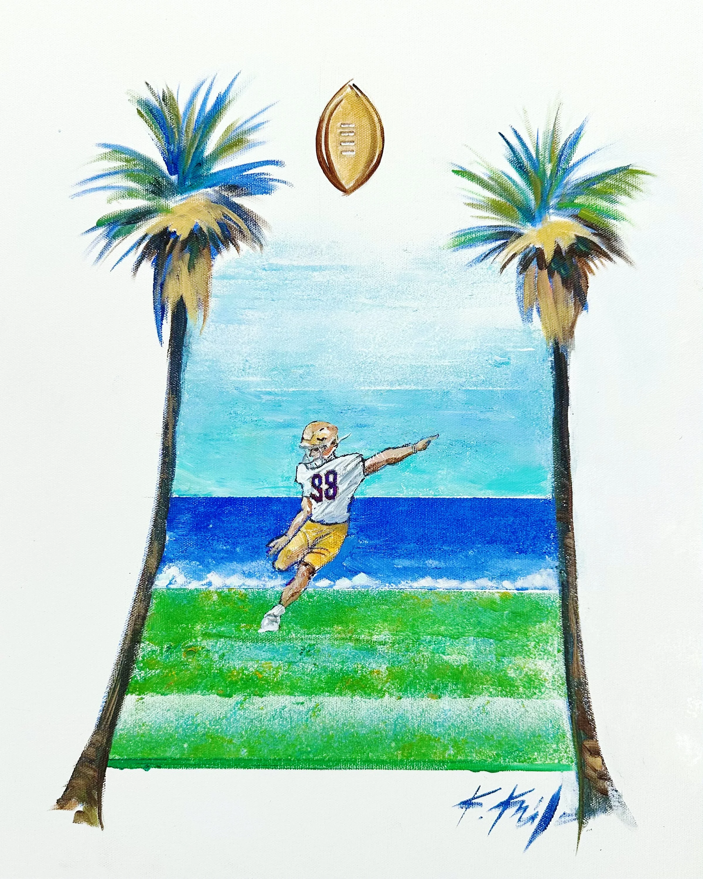 Mitch Jeter Kicks Through the Palm Tree Uprights