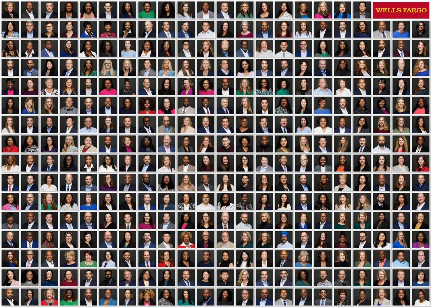 Wells Fargo team headshots photographed by mjwphoto in Charlotte - hundreds of professional executive headshots in consistent brand-aligned style