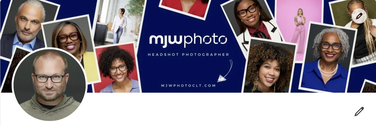 mjwphoto LinkedIn banner. Headshot photographer collage