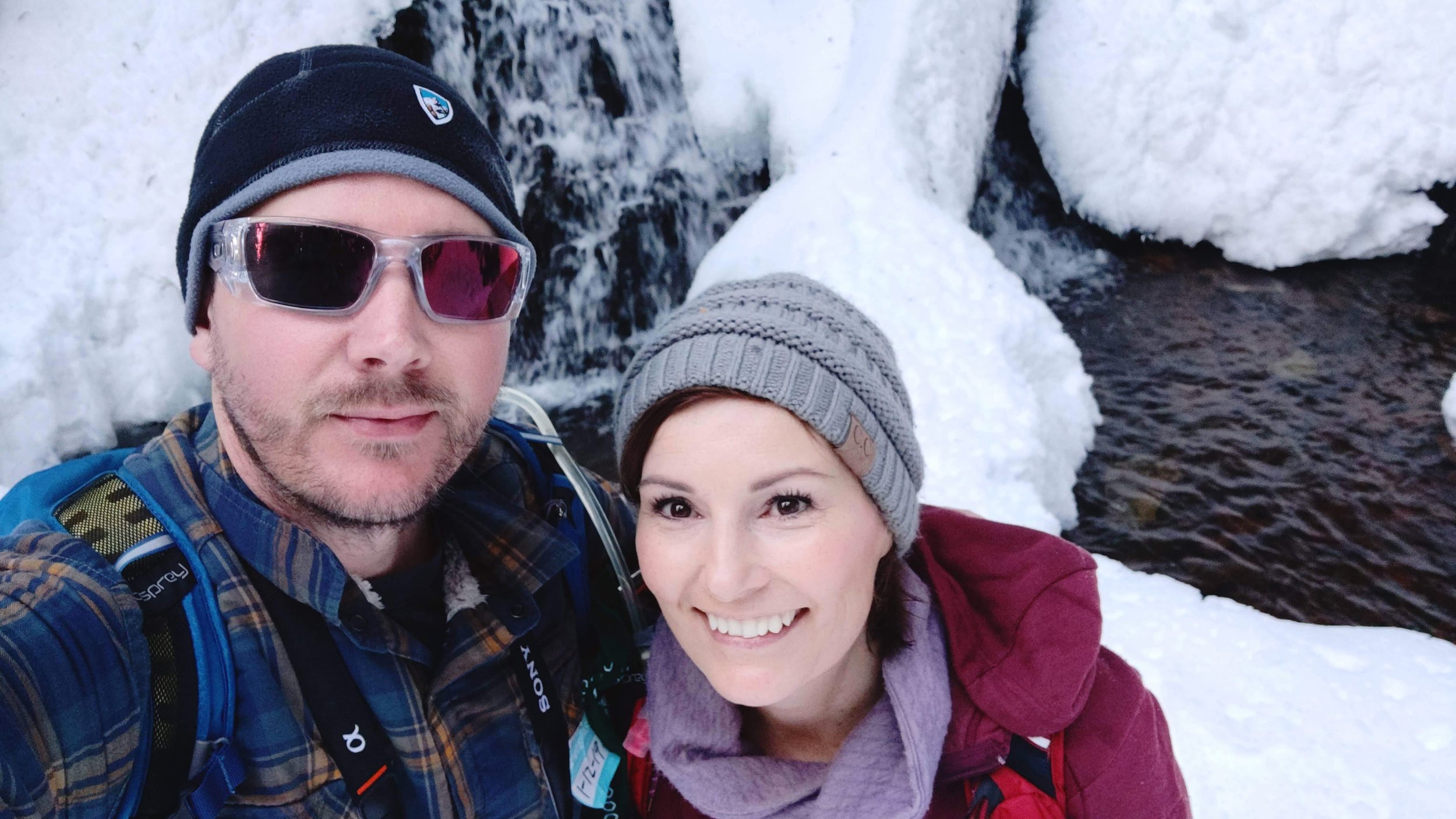 Falls at the end of the snowshoe trail