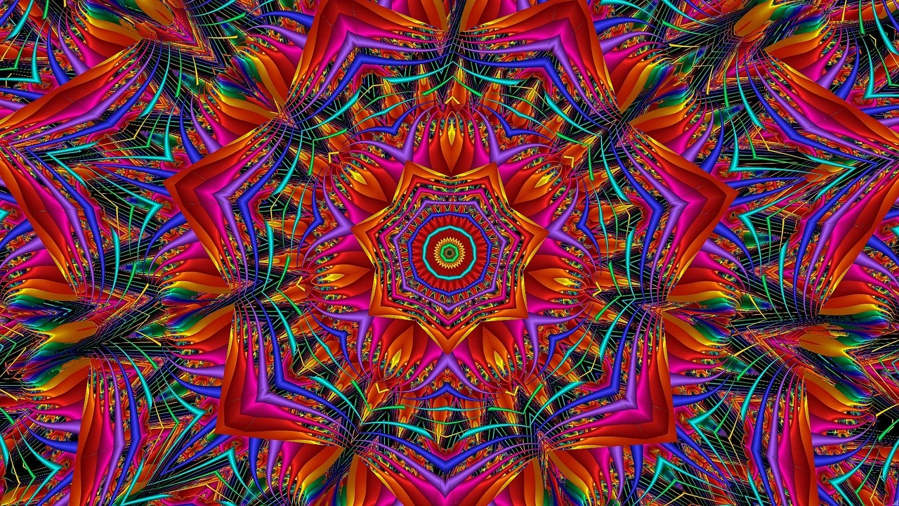  multicoloured kaleidescope mandala 