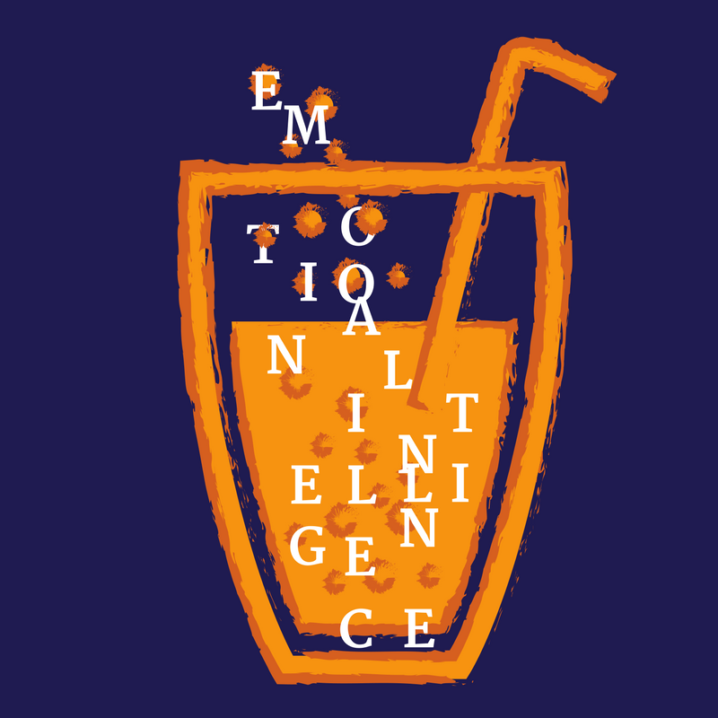  Cup with straw and bubbles and letters - emotional intelligence 