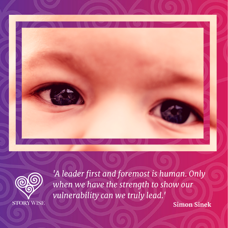  Baby’s eyes and Simon Sinek quote ‘A leader first and foremost is human.' 