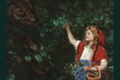  painting of young girl and wolf 