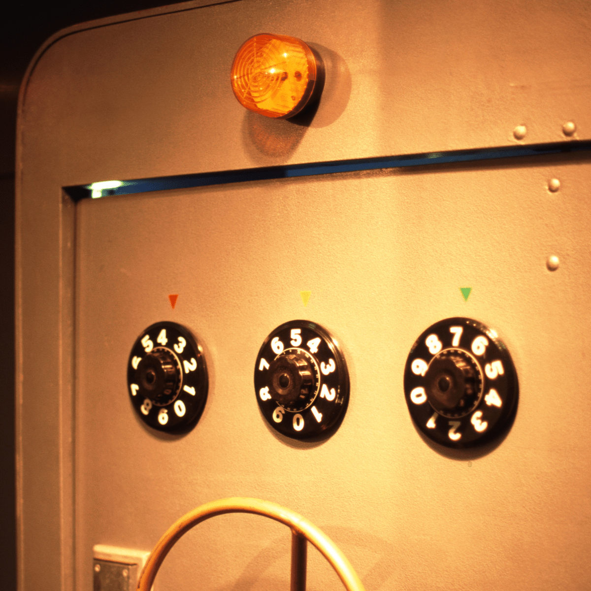  Safe door with three combination locks 