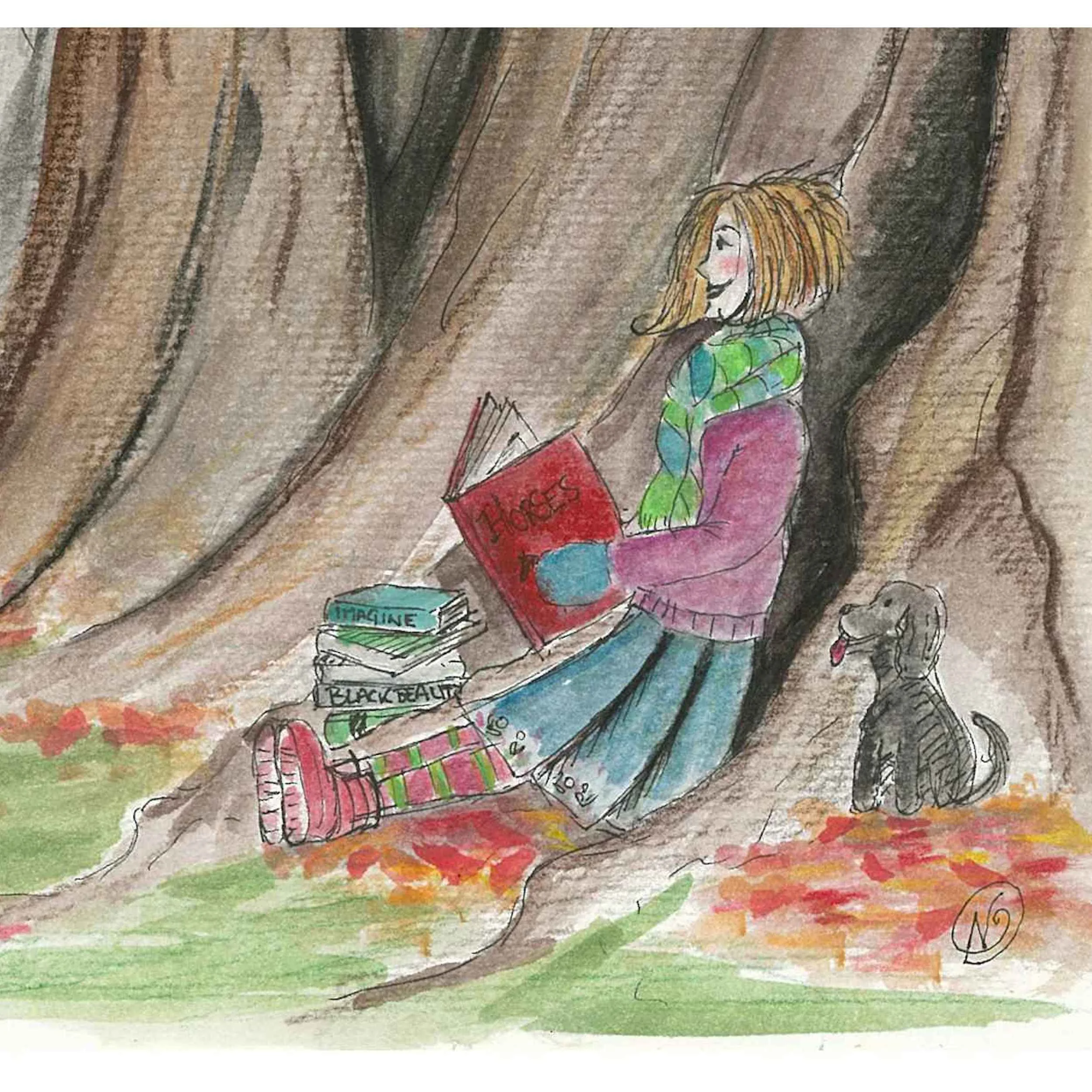 Squid Ink Art Reading & Imagination Childrens Art Print - The Autumn Forest close up