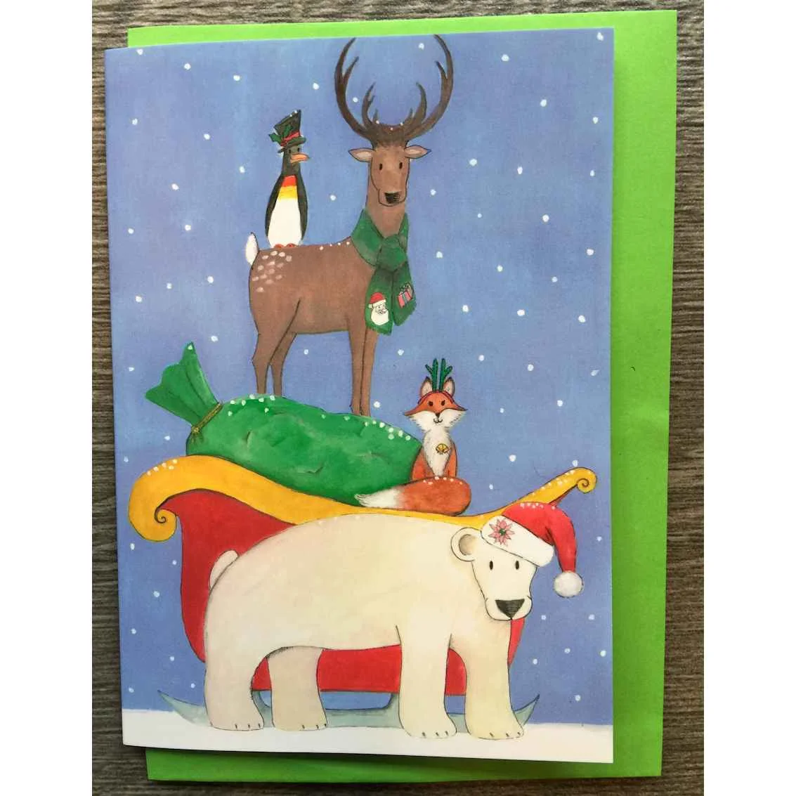 Squid Ink Art Christmas card animal stack