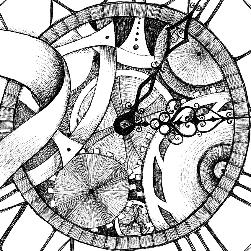 Time and watch black and white wall art print close up