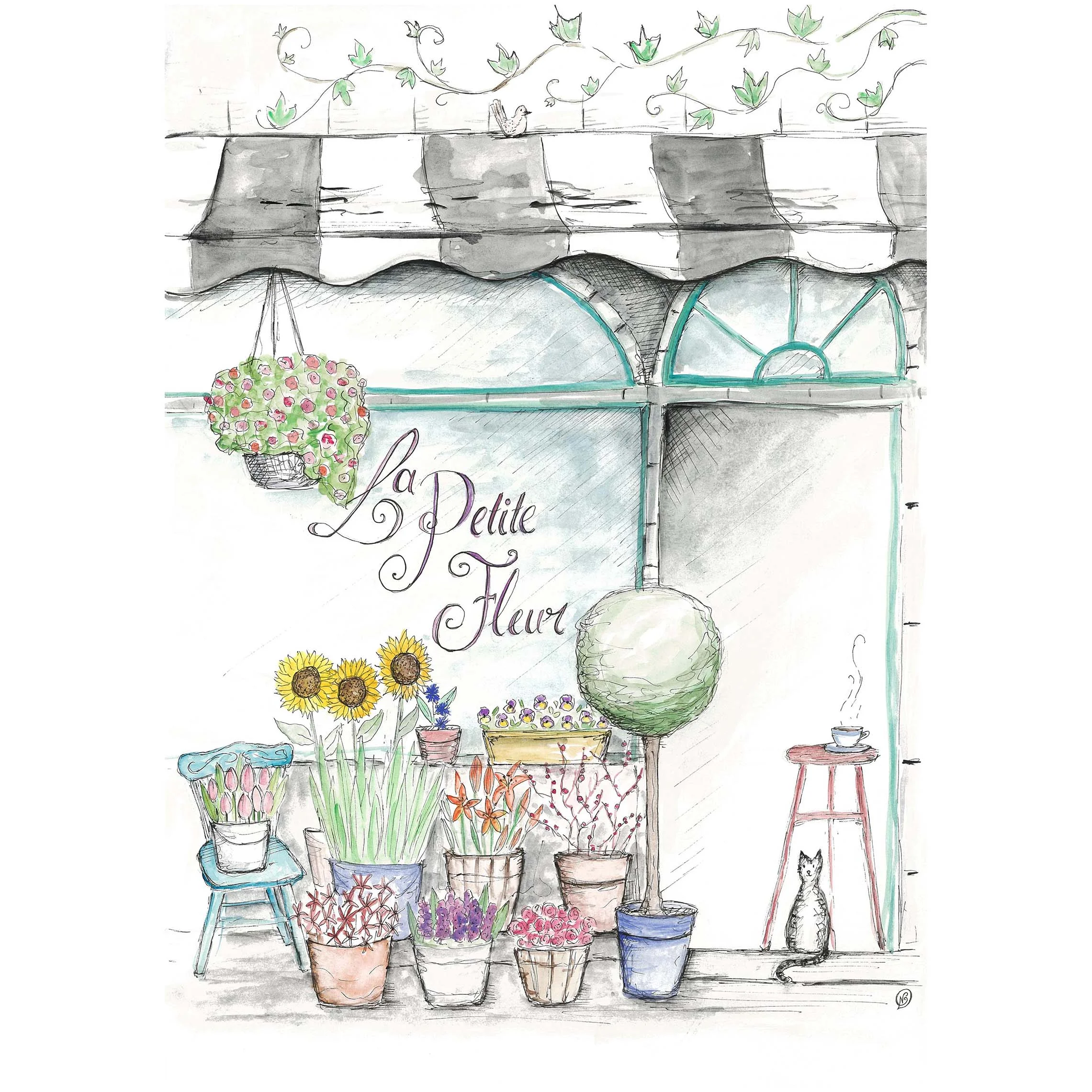 French flower shop wall art print - La petite fleur