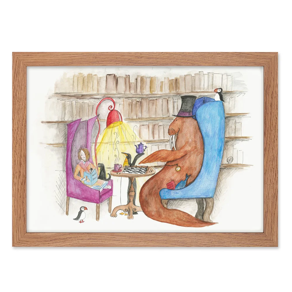 A very different sort of chess game nursery wall art print in wooden frame