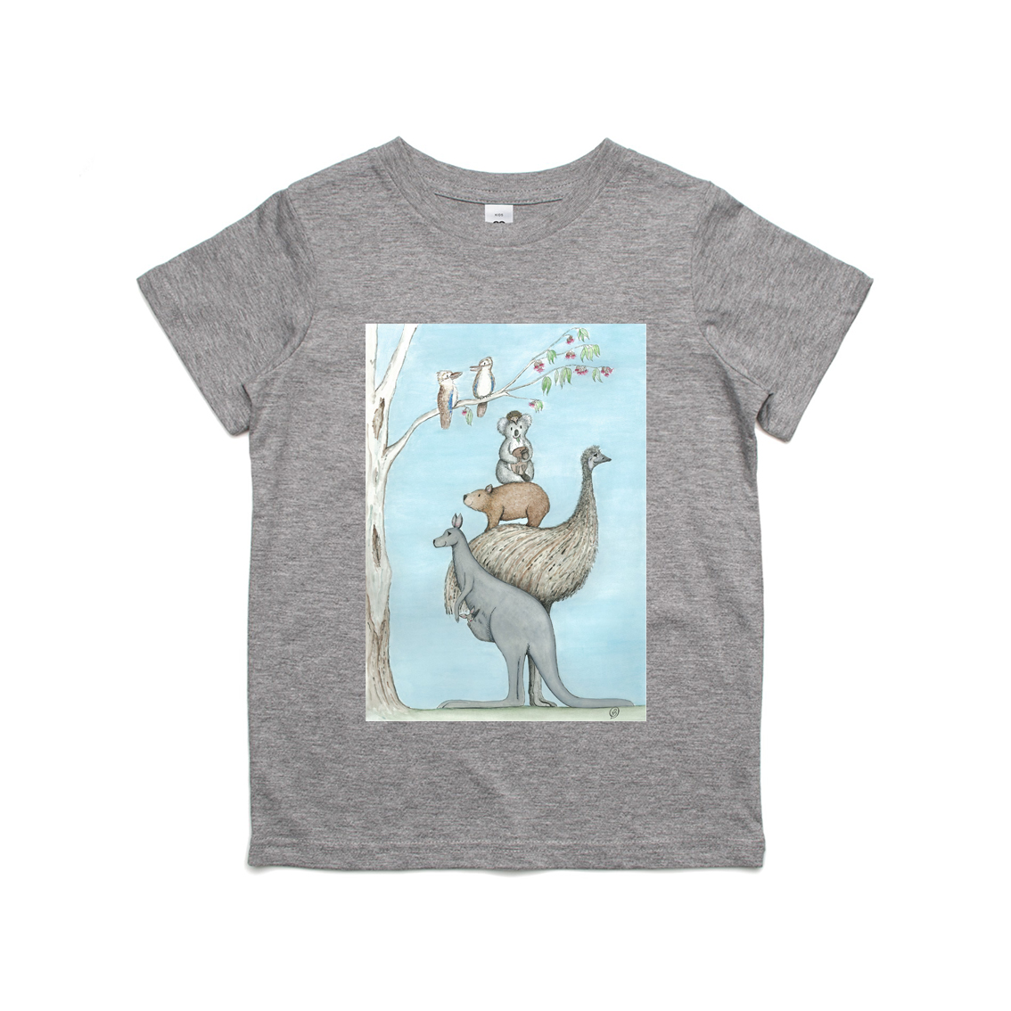 Australian native animal stack childrens tshirt - AS Colour Grey Marle
