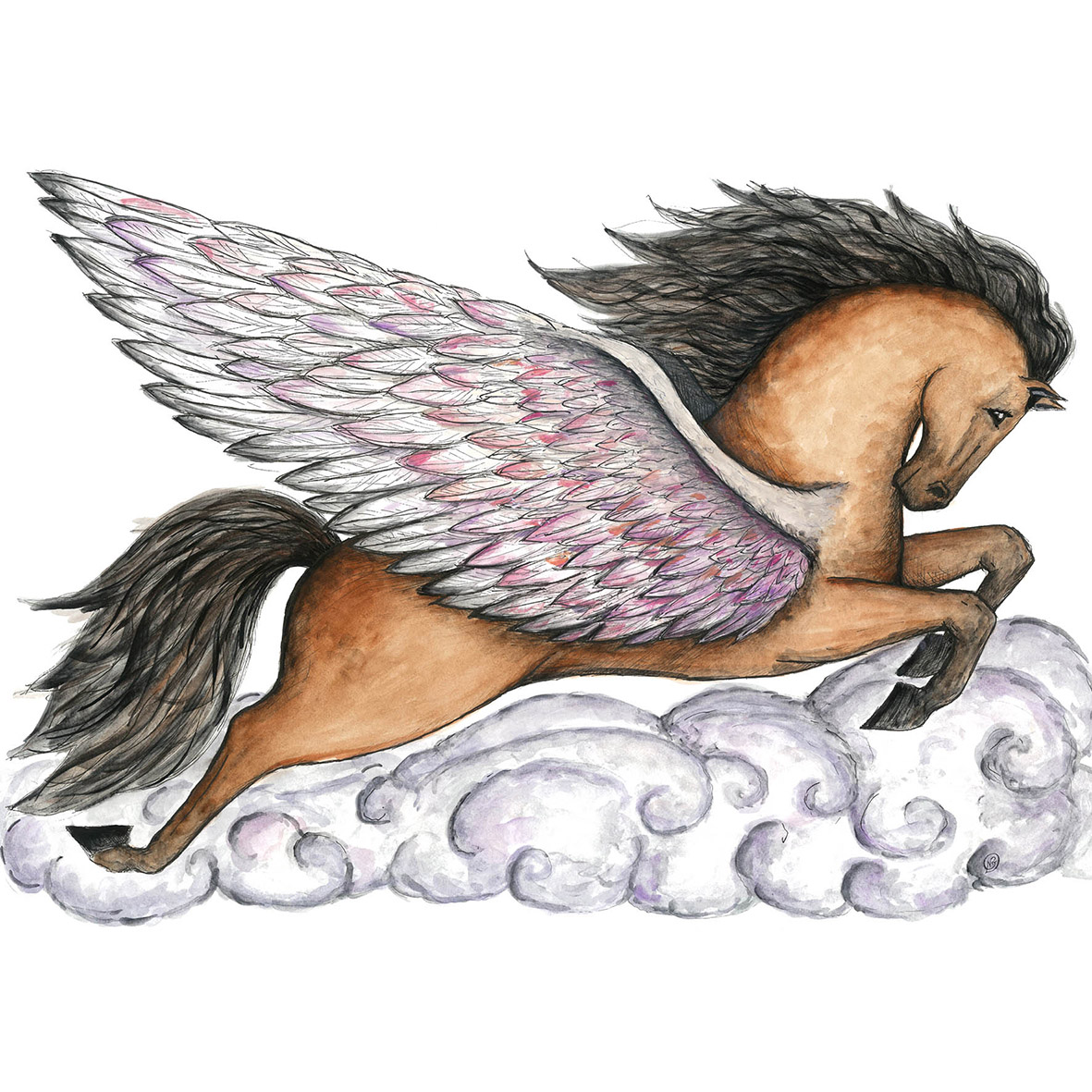 Flying horse childrens nursery decor wall art print