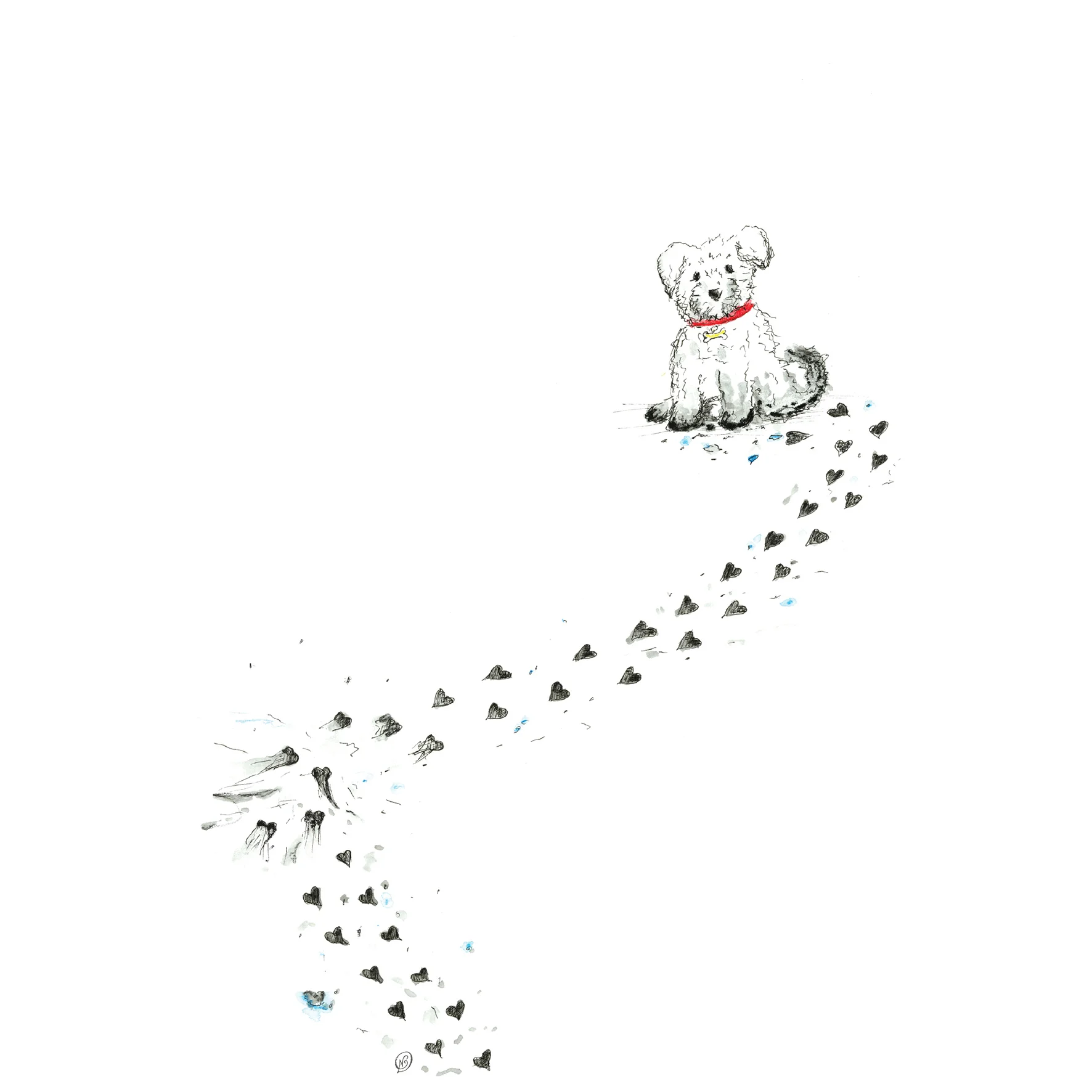 The cheeky little puppy art print