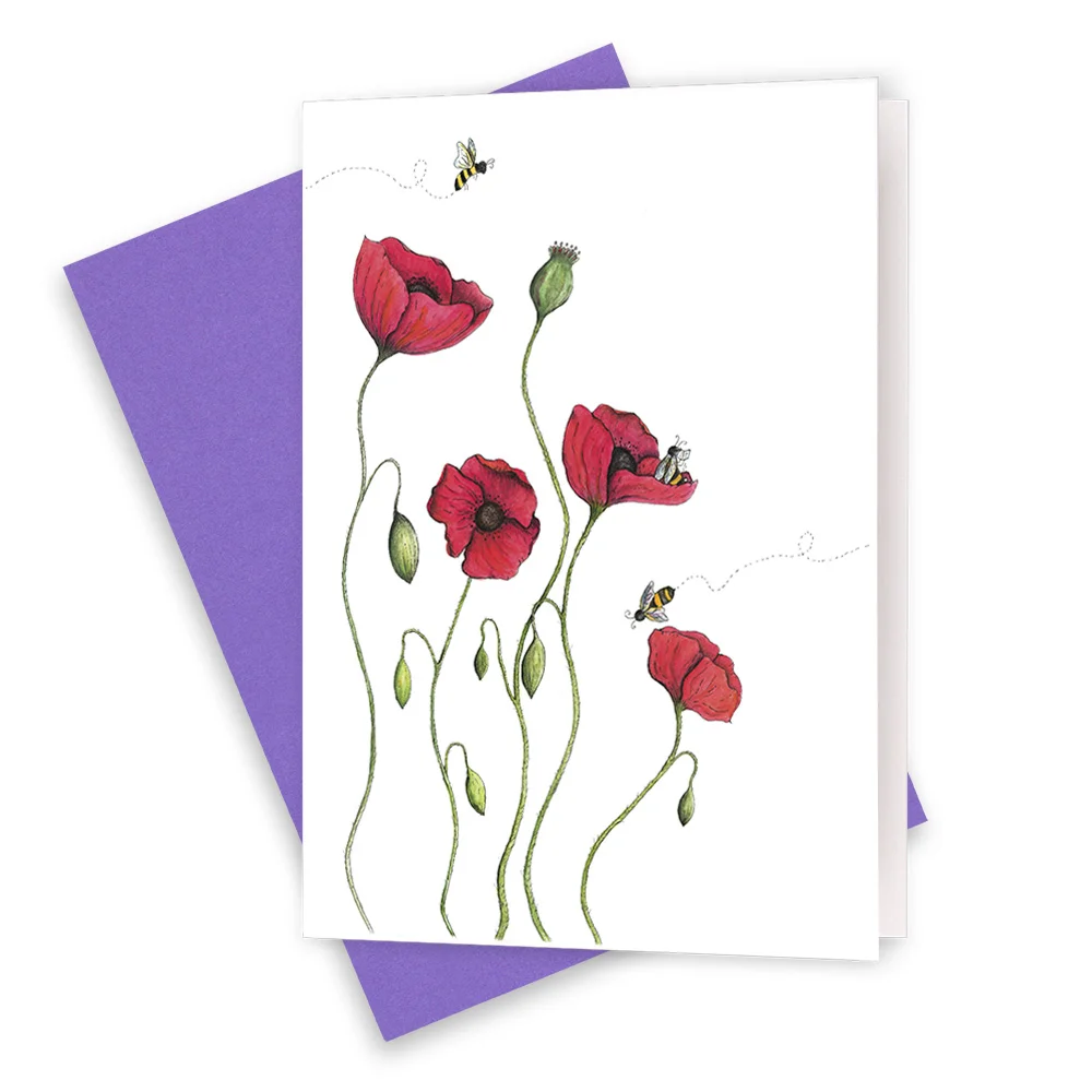 8064 - Flower Bug Series - Poppies and Bees (Purple).jpg