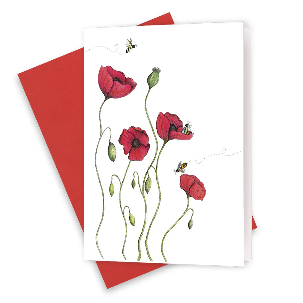 8064 - Flower Bug Series - Poppies and Bees (Red).jpg