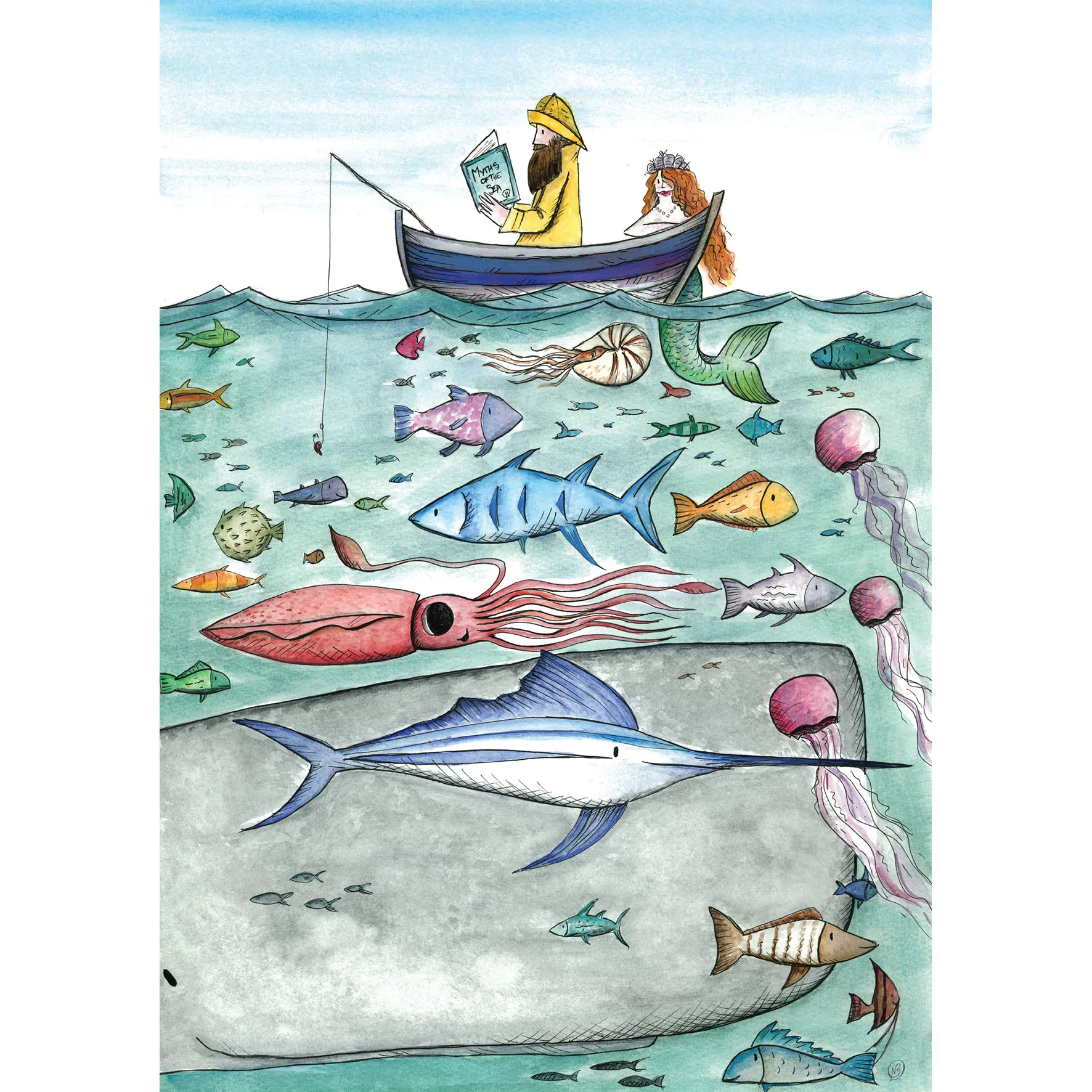 The fisherman and the sea art print