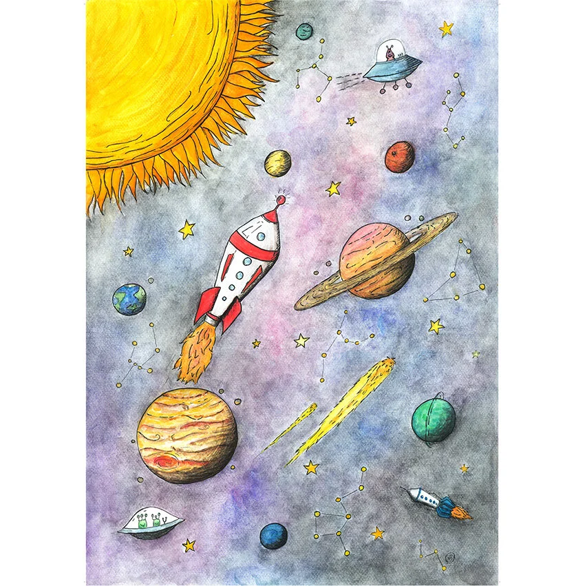 Ink Drawings Of The Solar System