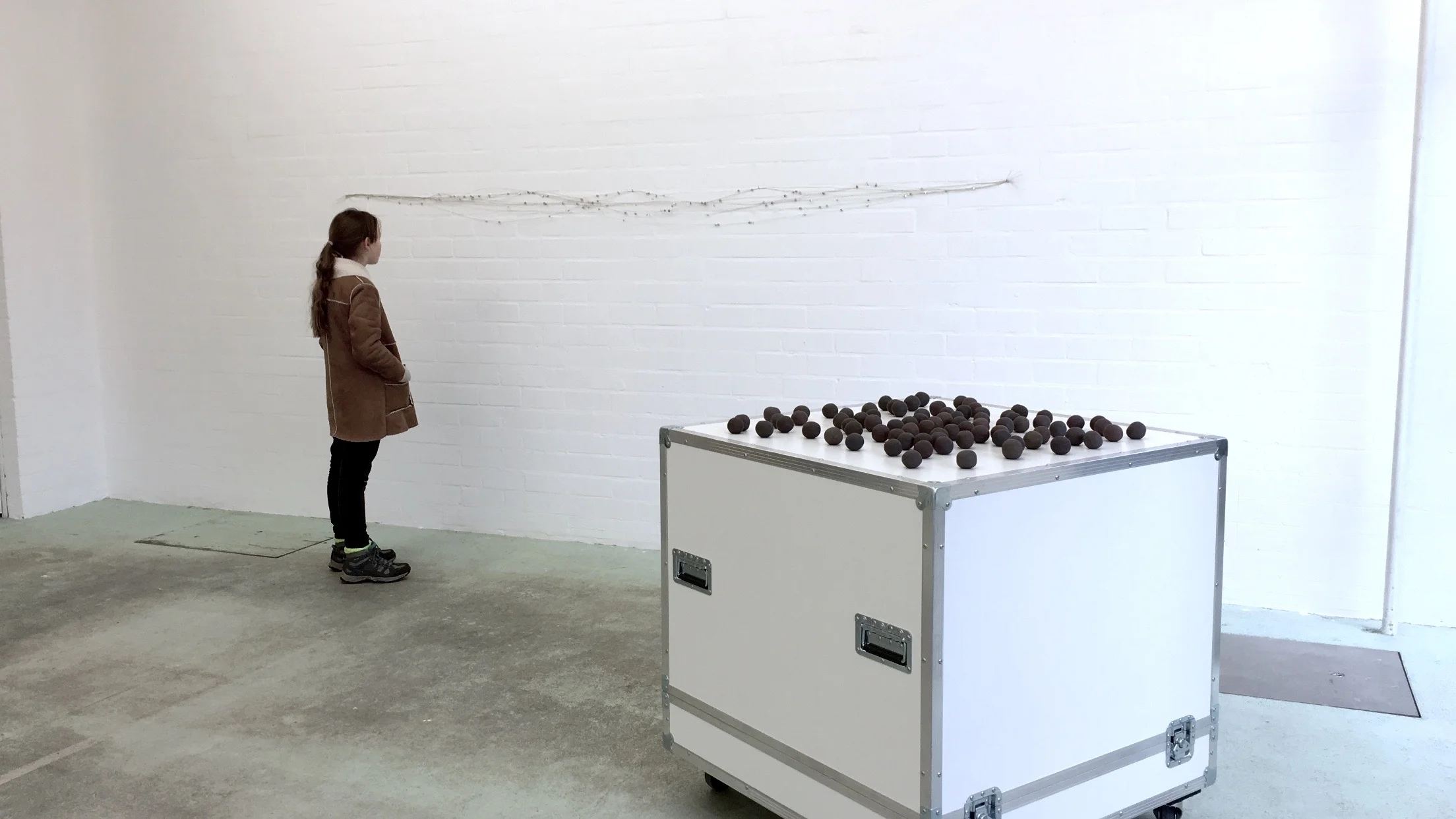 United Colours , roib, Christl and Martn Coppens, and Délia Sheehy (plasticine), 2015. Jardn Secrt , roib, Hélène Thensiau, and Martaque (81 cacti, flight-case, red, green and blue light), 2015. io/io/io/io , roib, Délia Sheehy, and Marcella.B (silver wire, and silver pearls), 2015. Installation view, Joey Ramone Gallery , Rotterdam . photo: Paulo Sudo.
