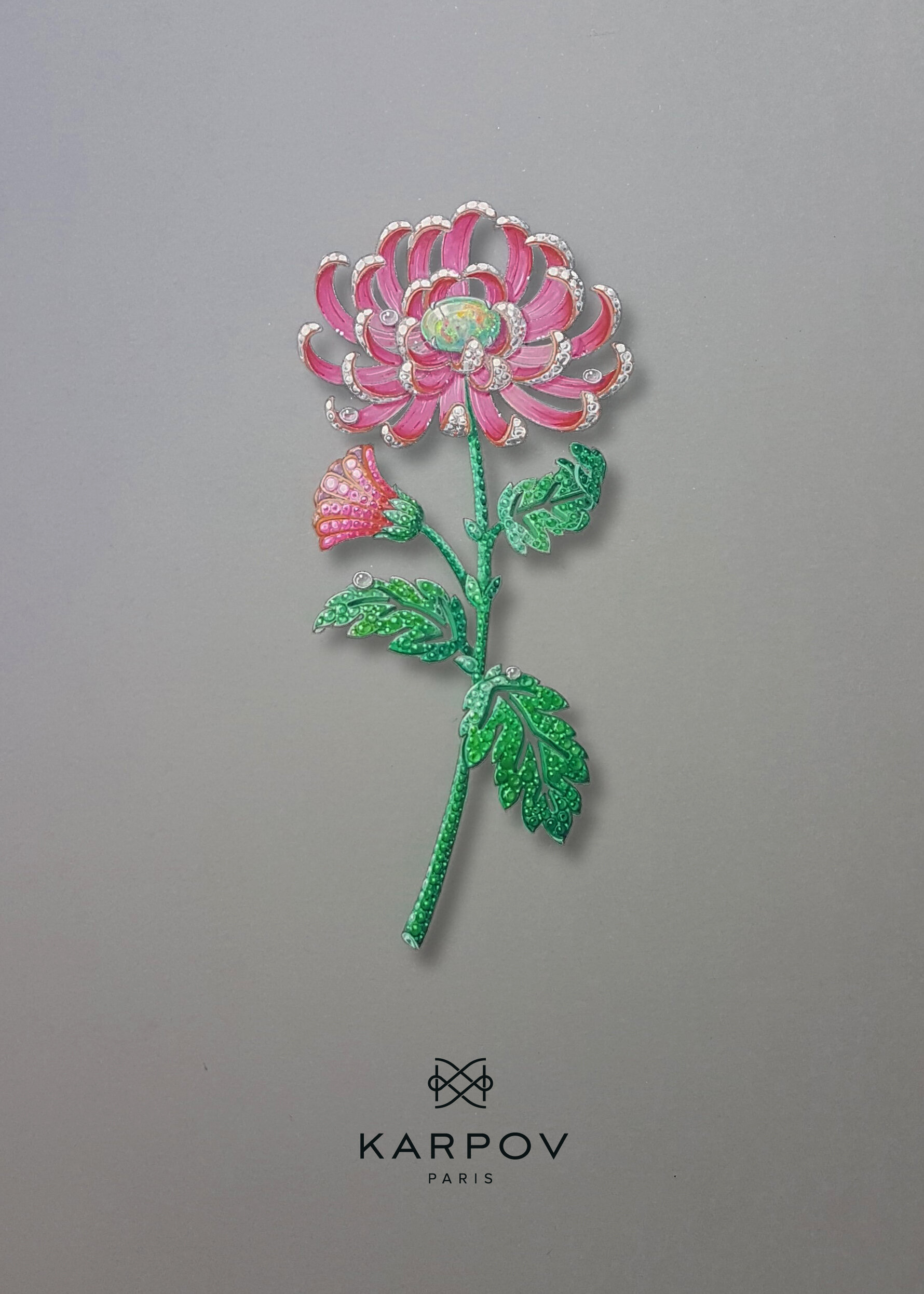 Karpov Etude de chrysanthème brooch.jpg