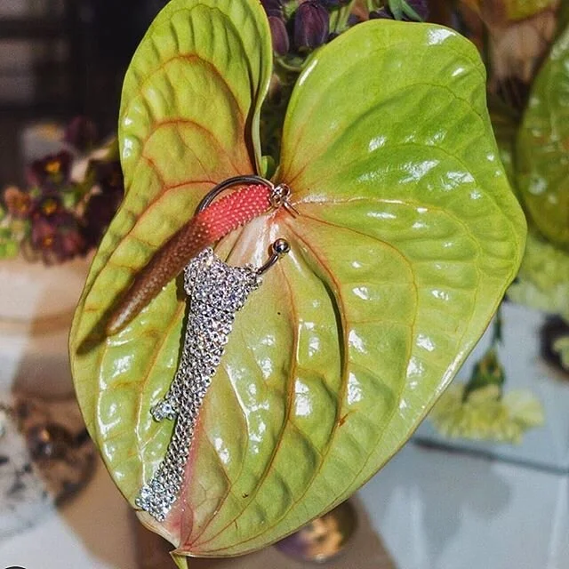 Justine Clenquet Lux Swarovski earring 💎🌿via @aunestore #justineclenquet #swarovski #singleearring #pierced #jewelry #plantporn #swarovskijewelry