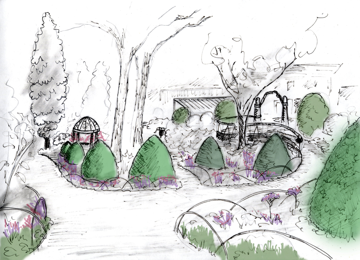 Concept for the Rose Arbour by Eves & Lewis Landscape Design