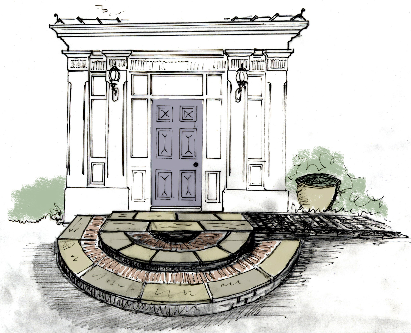 Concept sketch for sandstone stairs.