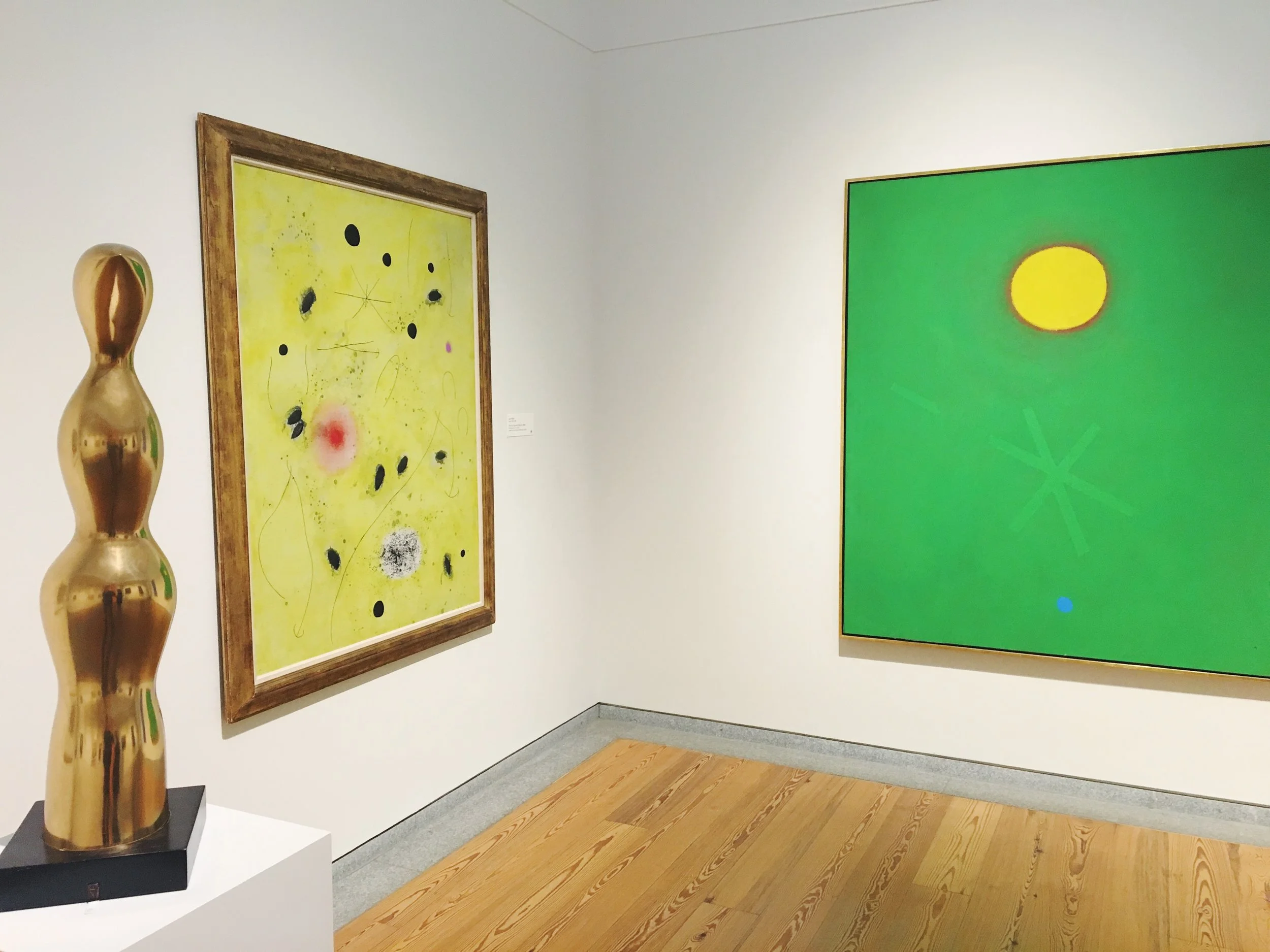 (left) Joan Miró, The First Spark of Day III , 1966 (right) Adolph Gottlieb, Green Ground , 1968