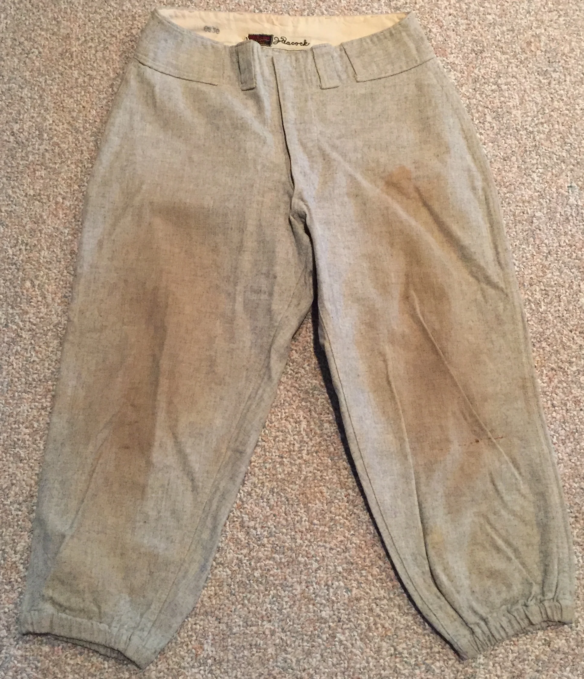 Johnny Peacock Game Used Road Red Sox Pants