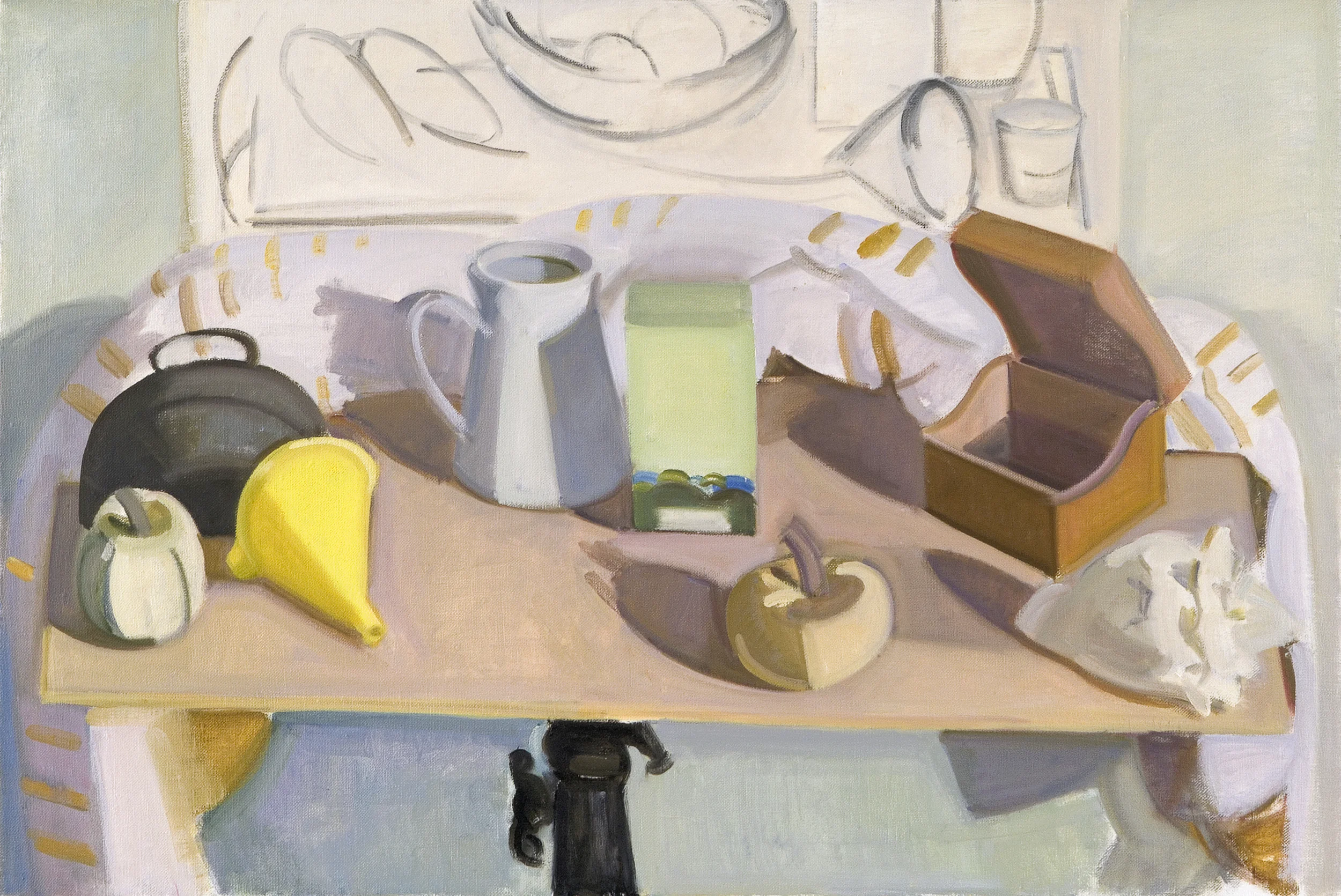 Pudding Mold and My New Box, oil on canvas, 25"x37"