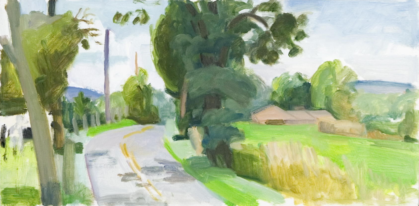   Maple Lane, Allamuchy , 2008, oil on panel, 9"x18" (Private collection) 