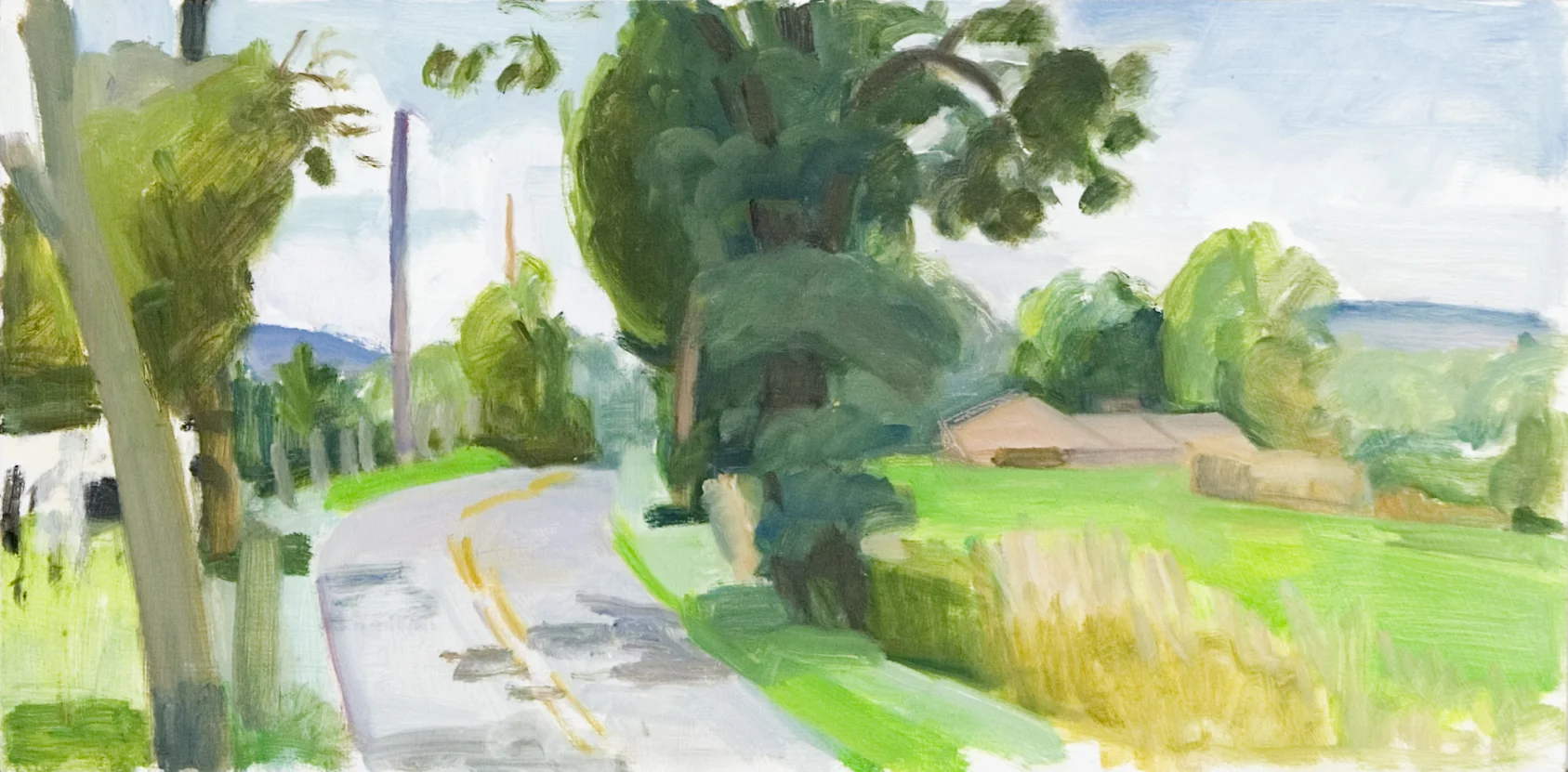 Maple Lane, Allamuchy, oil on panel, 9"x18"