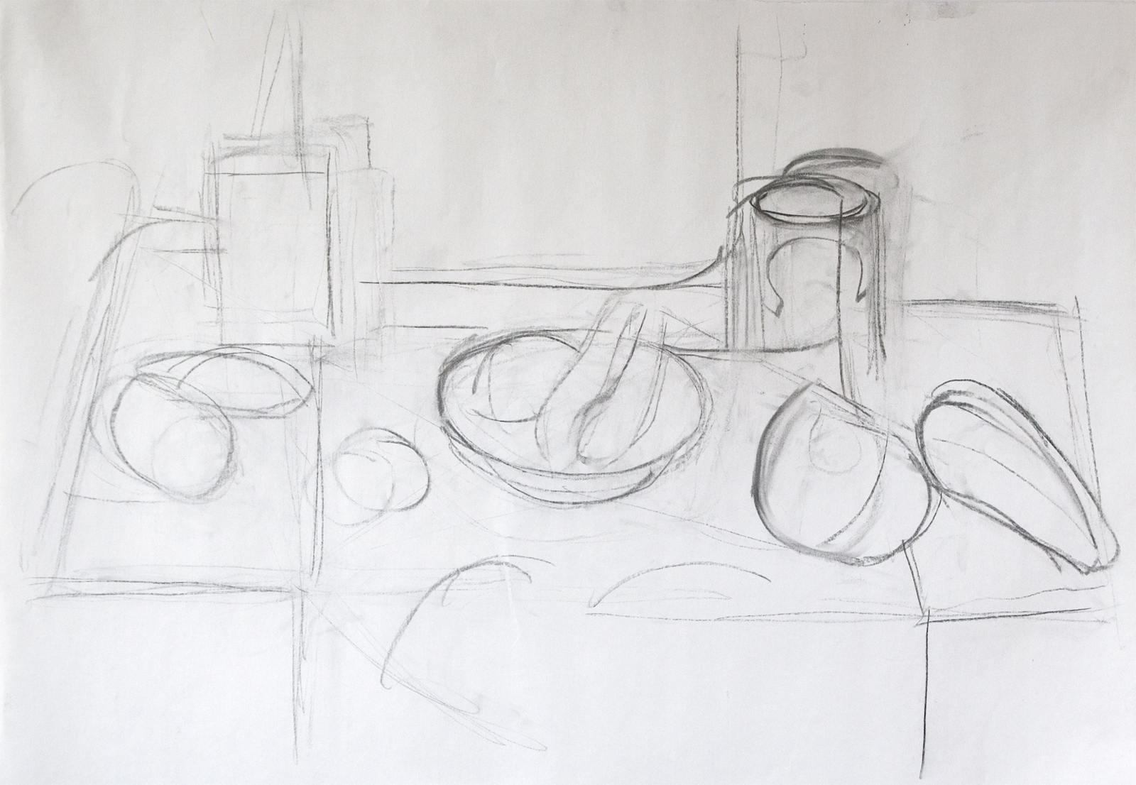   El Pico Can and Tea Box (study),  2006, charcoal on paper  (Private collection)  