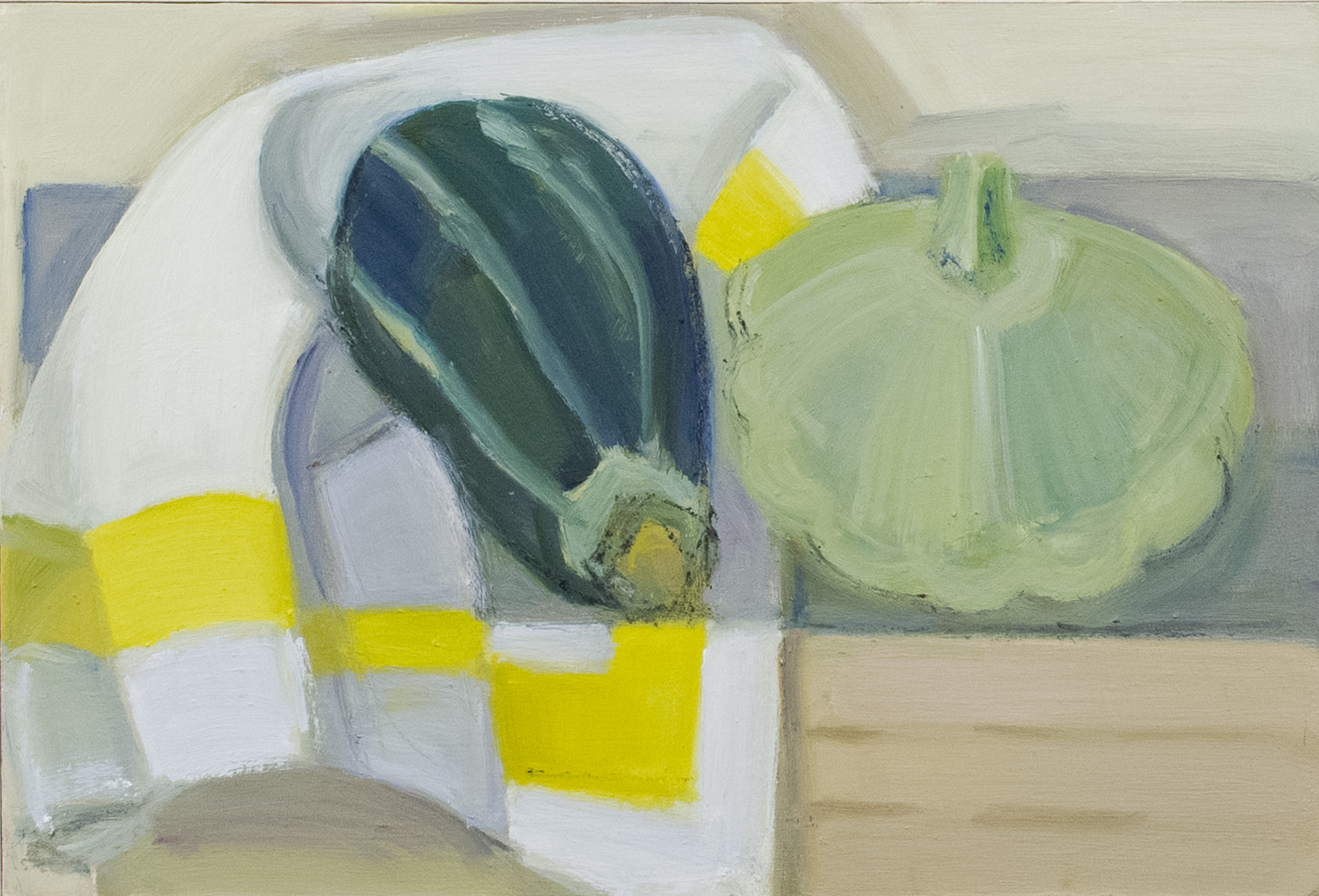   Tiger and White Pattypan Squash , 2017, oil on panel, 7” x 12”  (Private collection)  