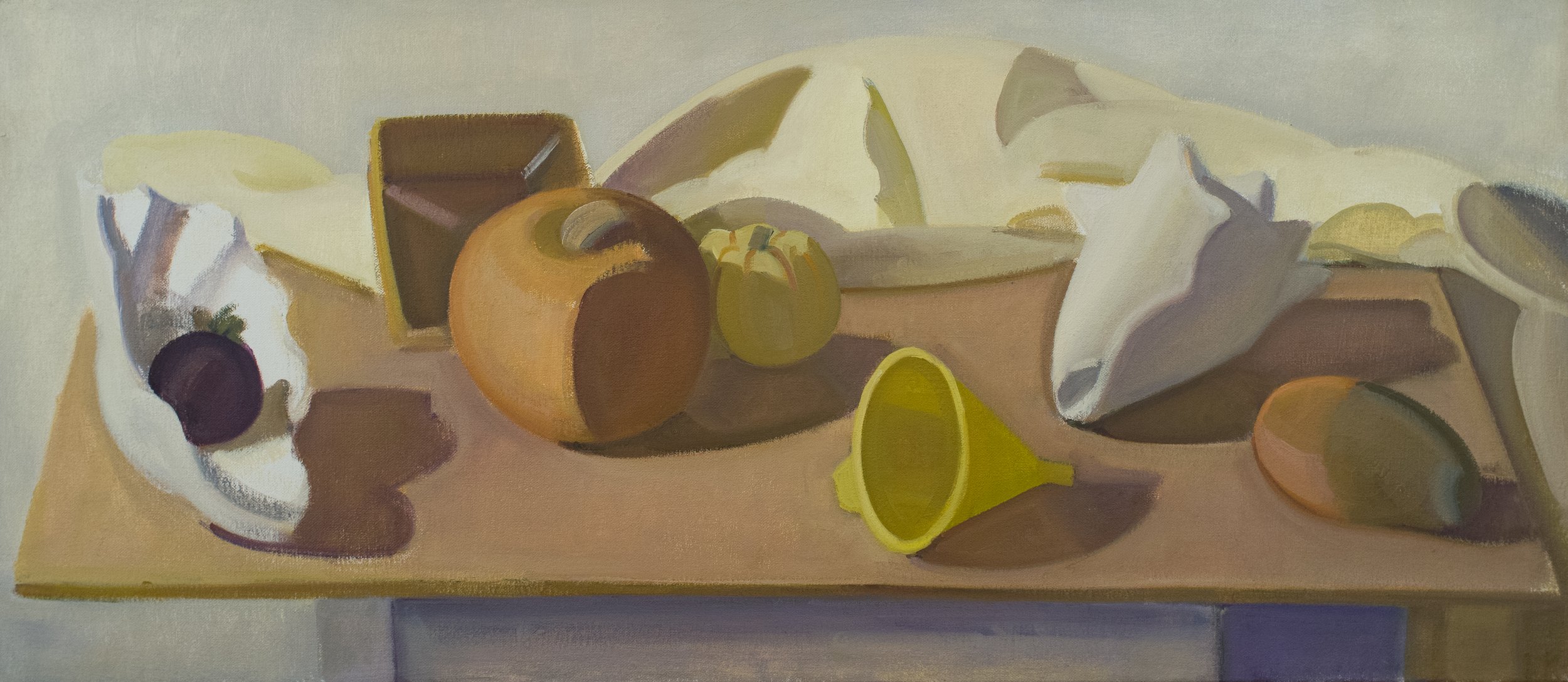   Shells with Mango and Funnel , 2003, oil/canvas (signed and framed by the artist), 16 x 36 in., $3,000 