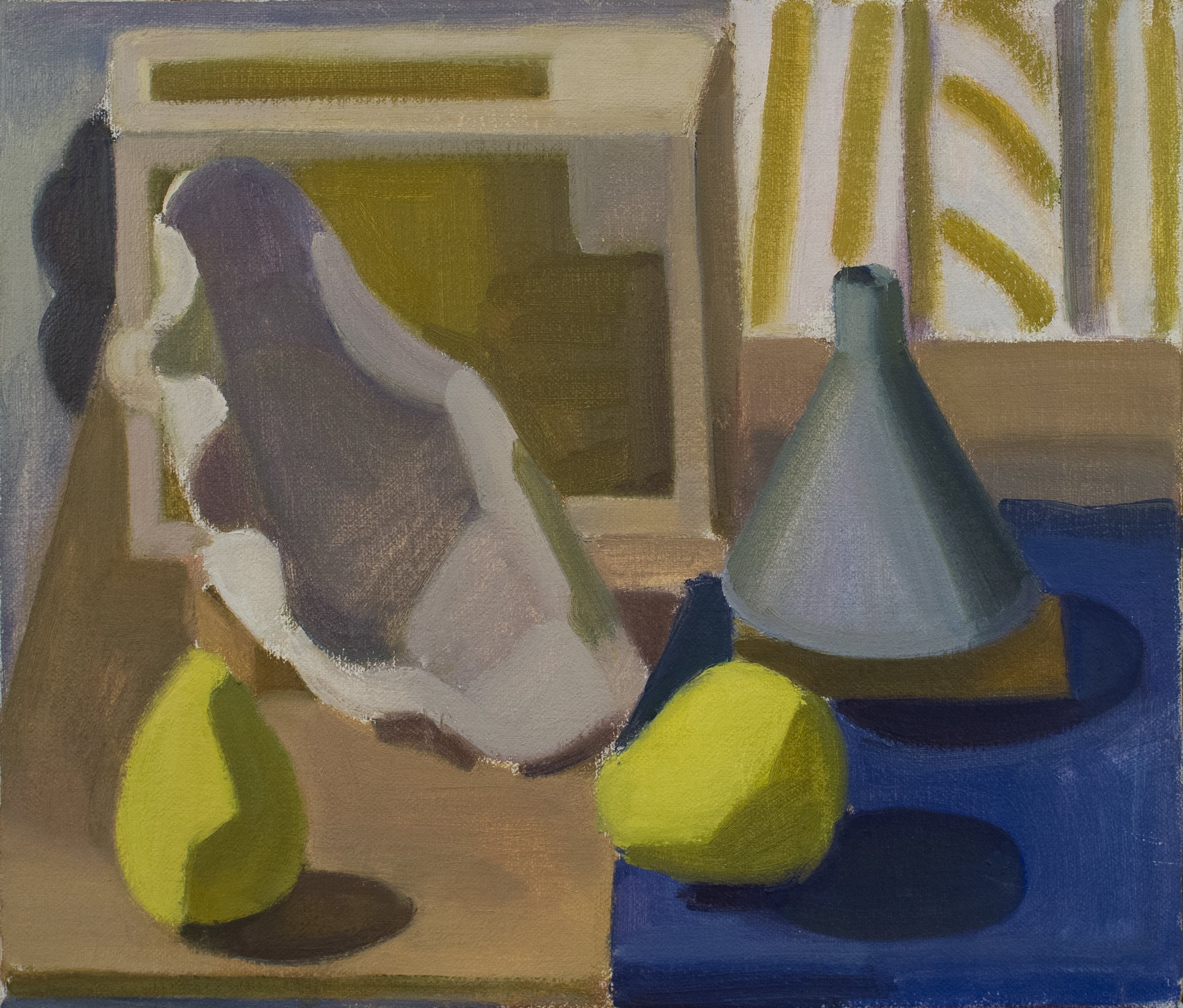   Cigar Box, Shell and Funnel , 2000, oil/canvas (signed and framed by the artist), 12 x 14 in., $1,200 