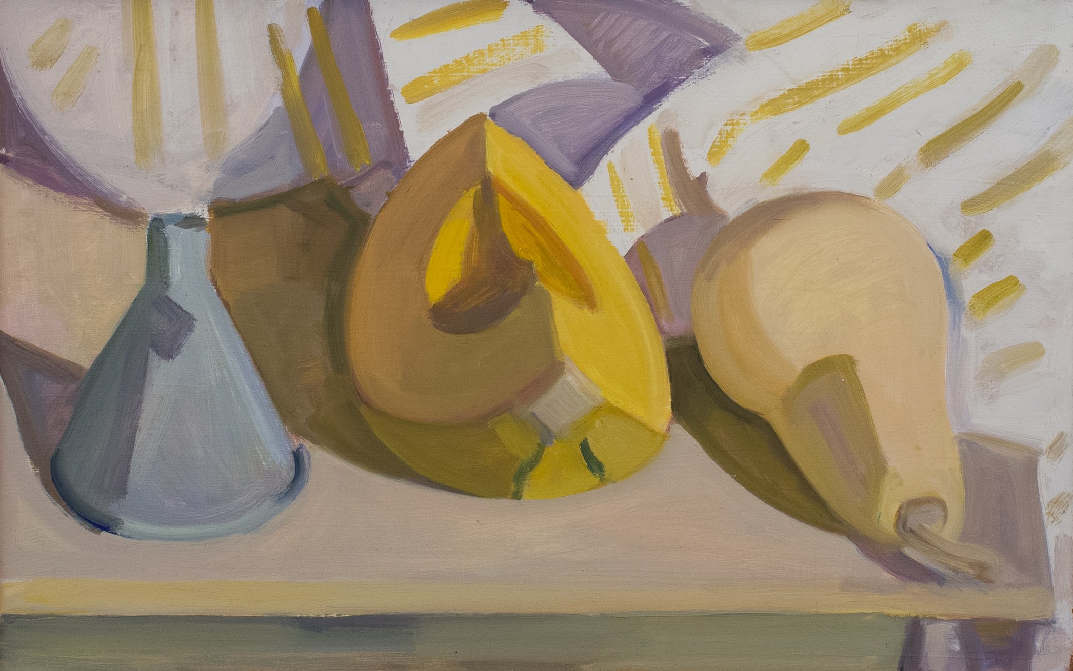   Butternut, Calabaza and Funnel , c. 2005, oil/panel, 10 x 16 in. (Not for sale) 