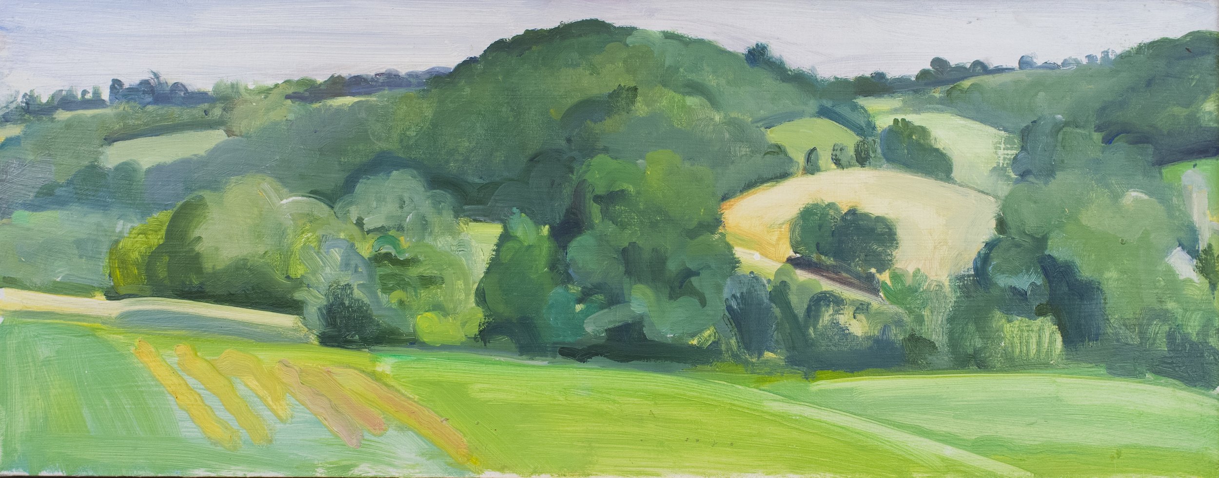   Otts Fields , c. 2000, oil/panel, 10 x 20 in. (Private collection) 