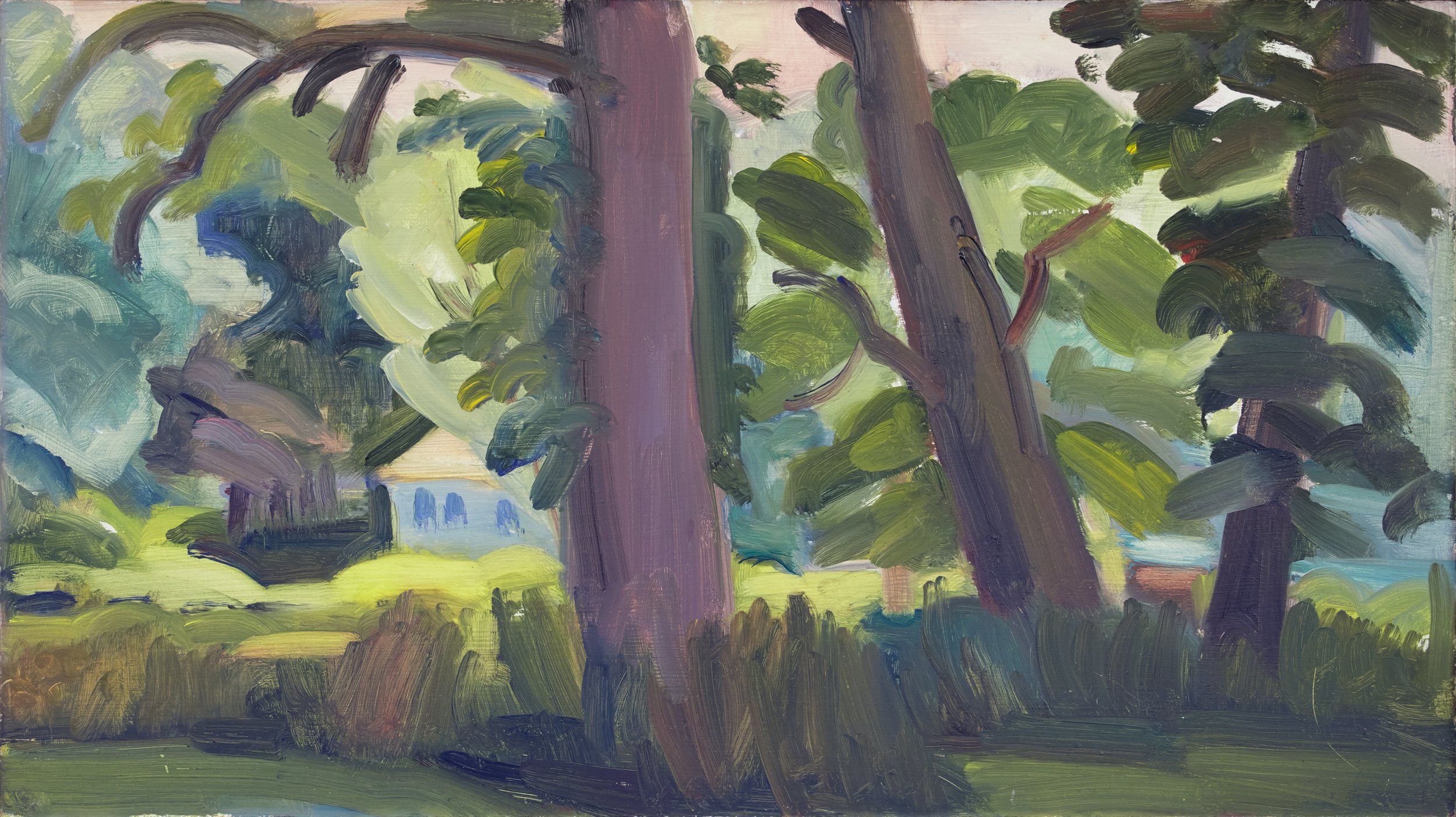   Stillwater House Through the Trees , 2005, oil on panel, 9" x 16"  (Not for sale)  