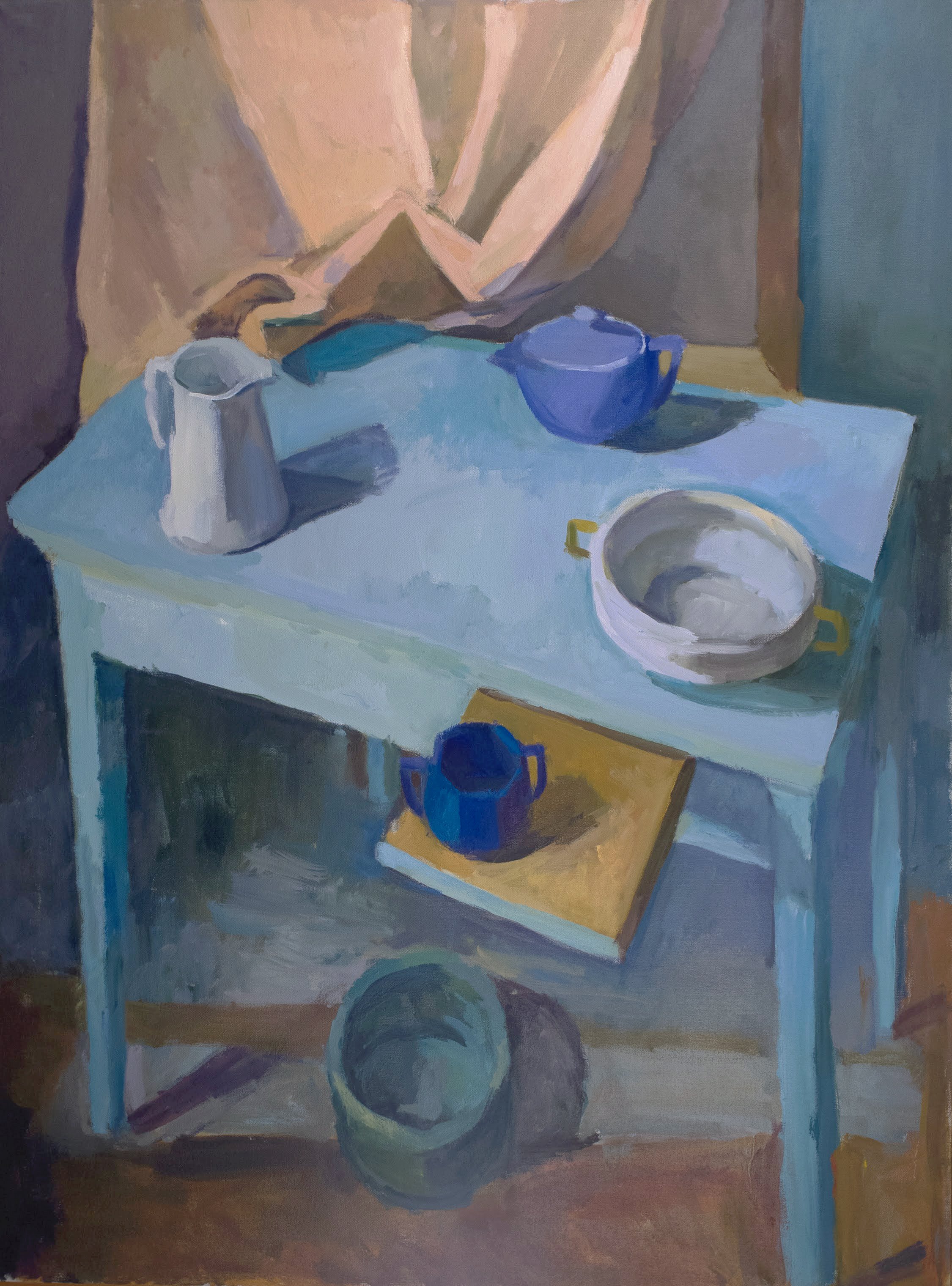  The Blue Desk , 1984, oil/canvas, 40 x 30 in. (Sold) 