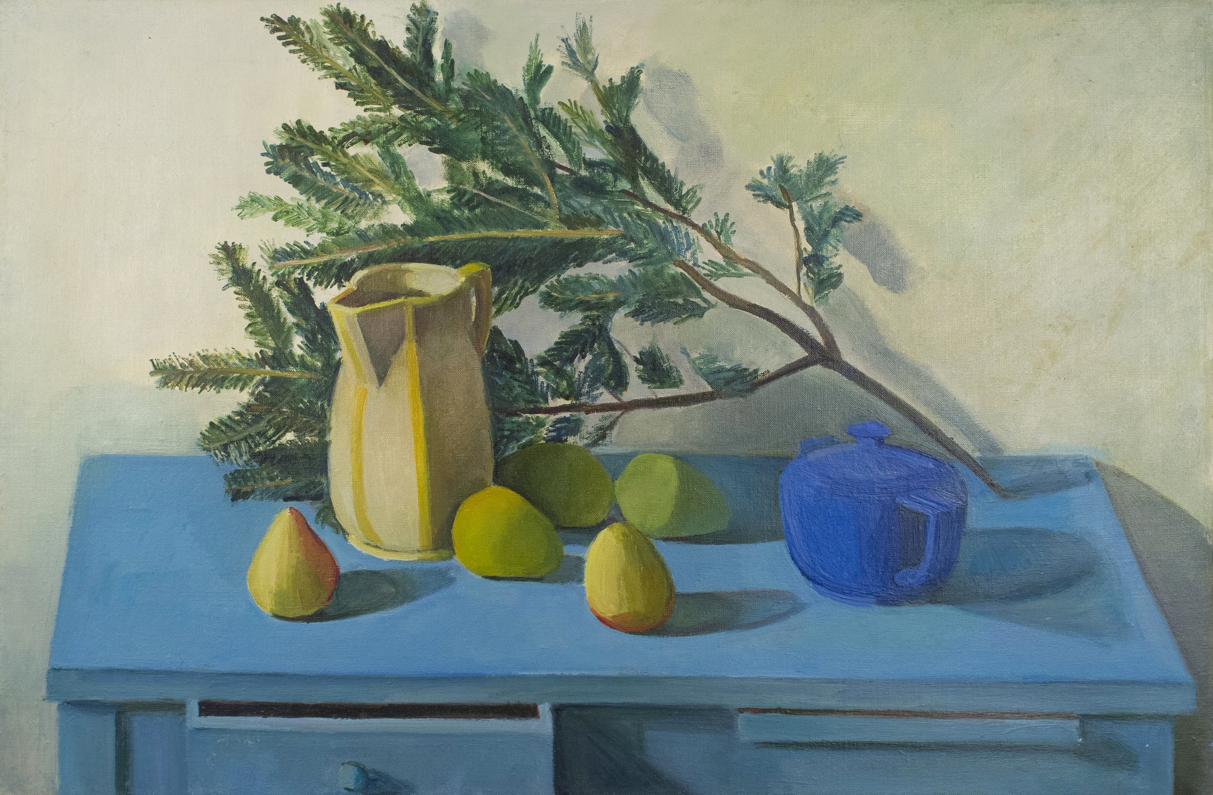   Still Life with Spruce Branch , 1989, oil/canvas, 20 x 30 in. (Not for sale) 