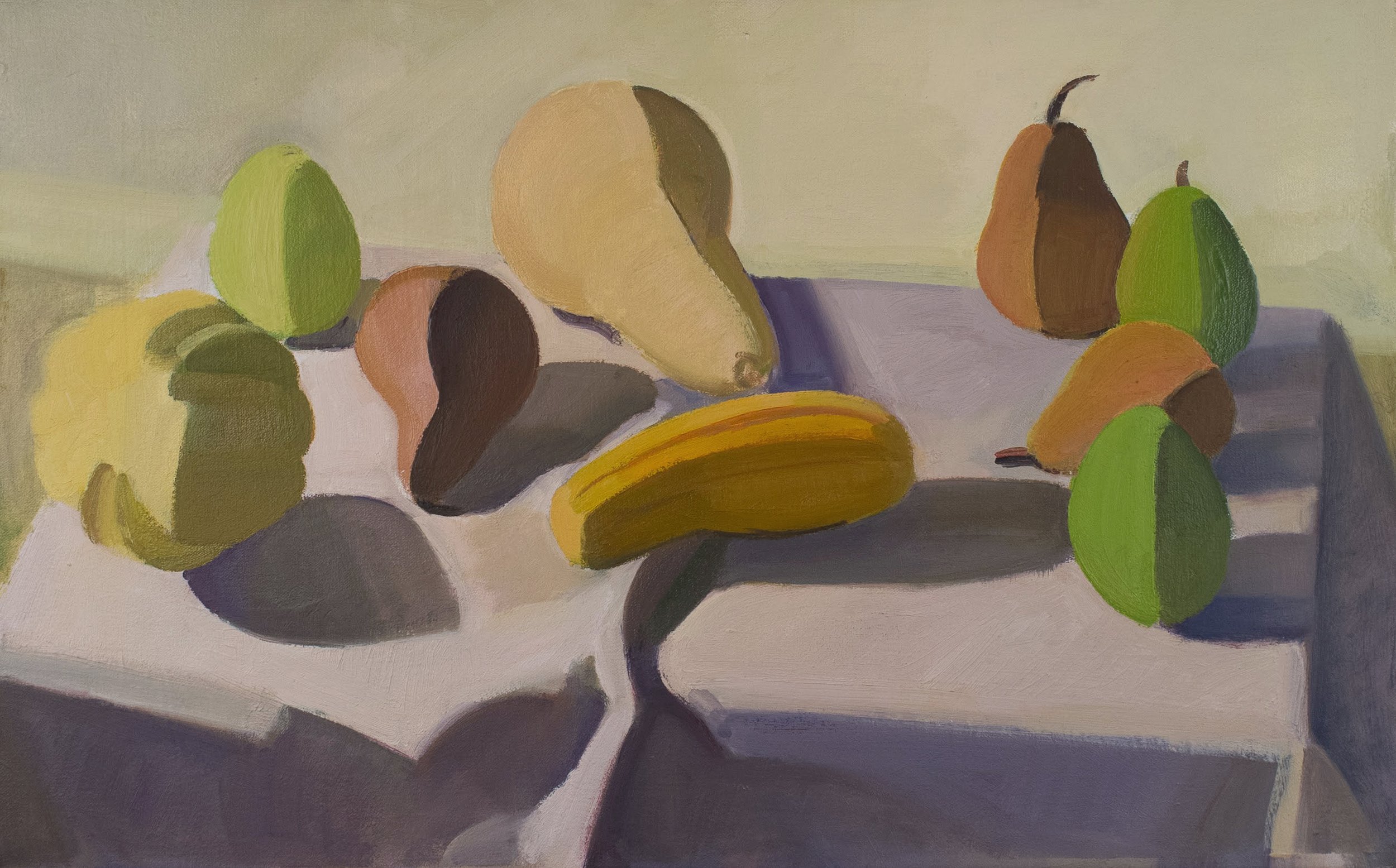   Squash and Pears, Blush Cloth , 1993, oil/canvas, 15 x 24 in. (Private collection) 