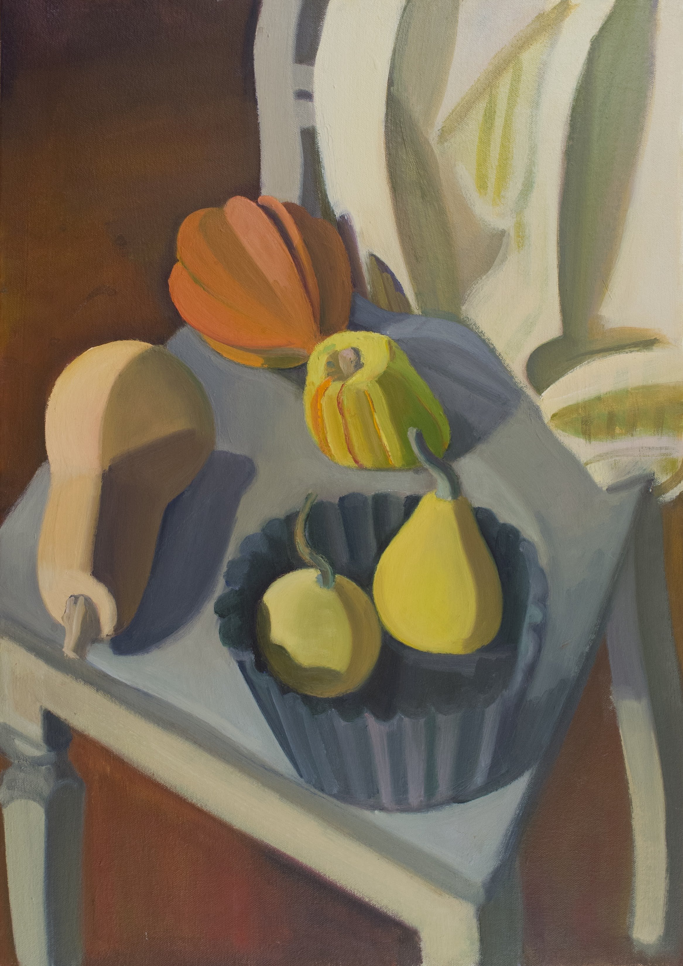   Squash with Jello Mold on Chair , 1994, oil/canvas, 24 x 17 in. (Private collection) 